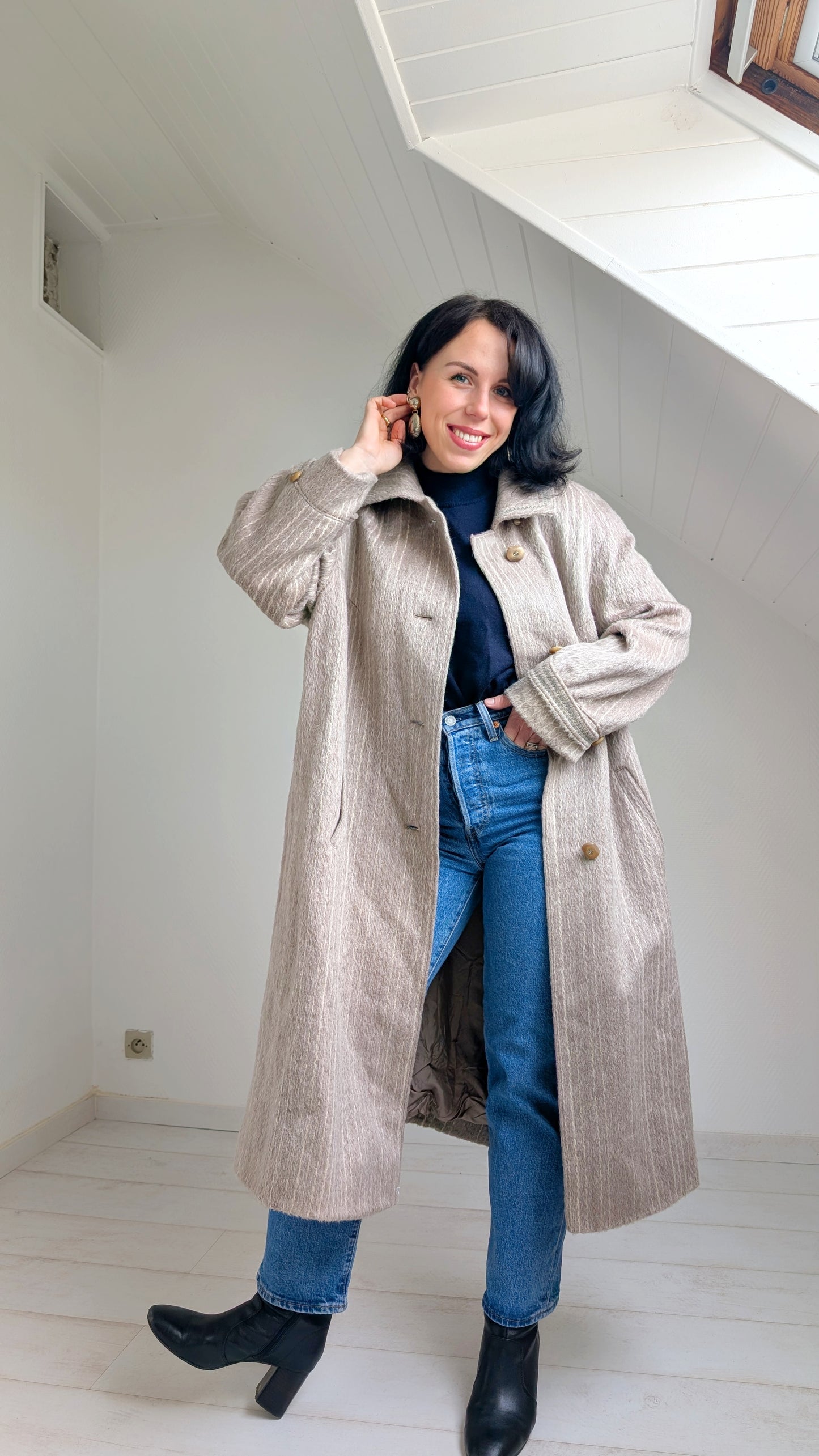 Manteau 80s laine lama T40-42