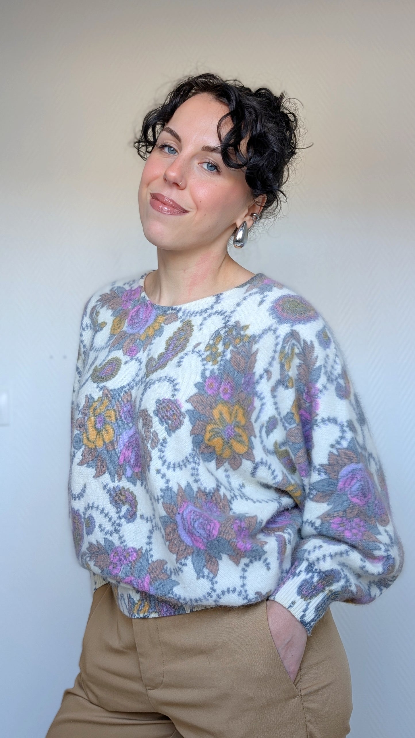 Pull laine et angora 80s taille du 34 au 42