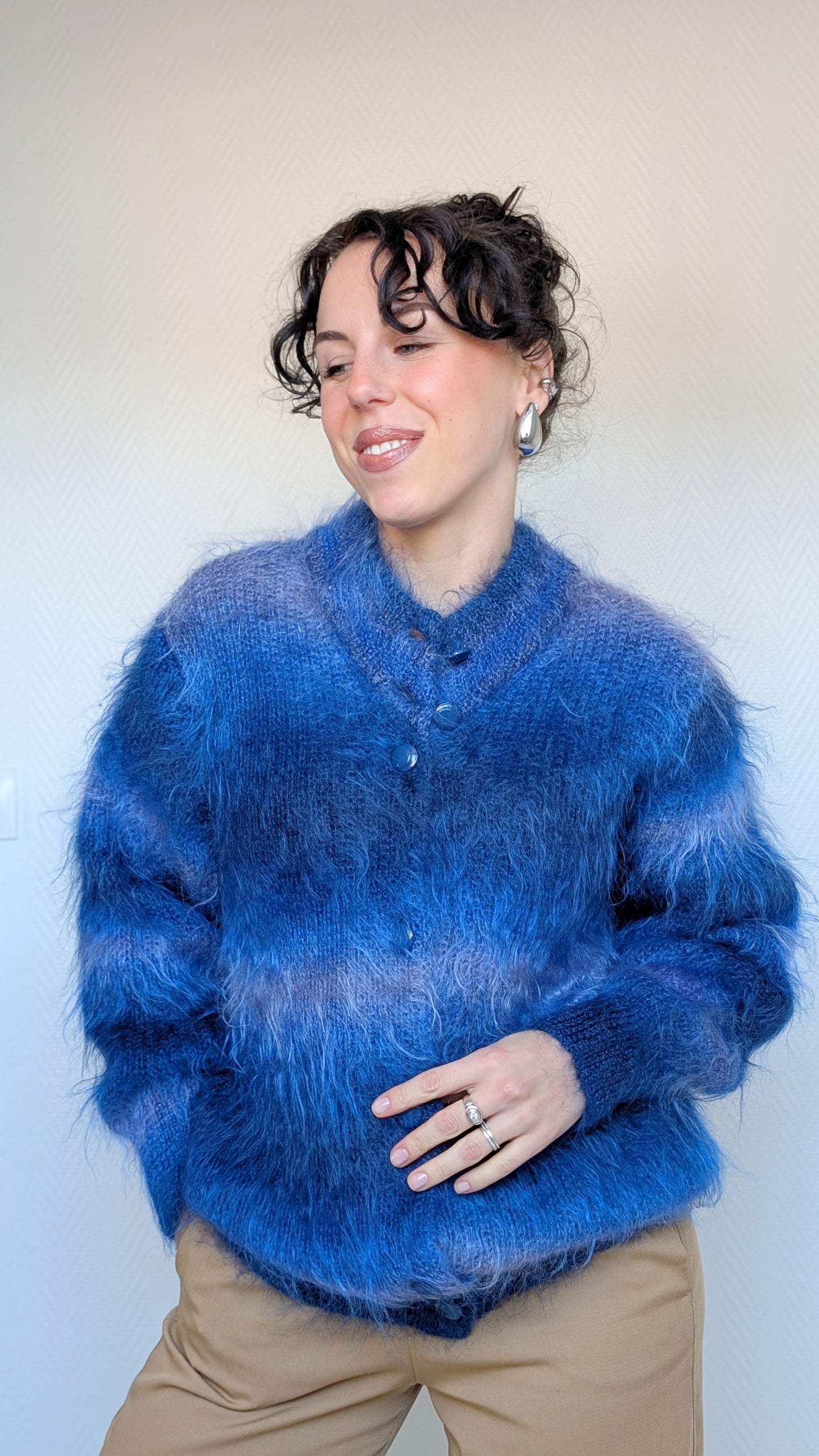 Cardigan mohair 80s T40-42