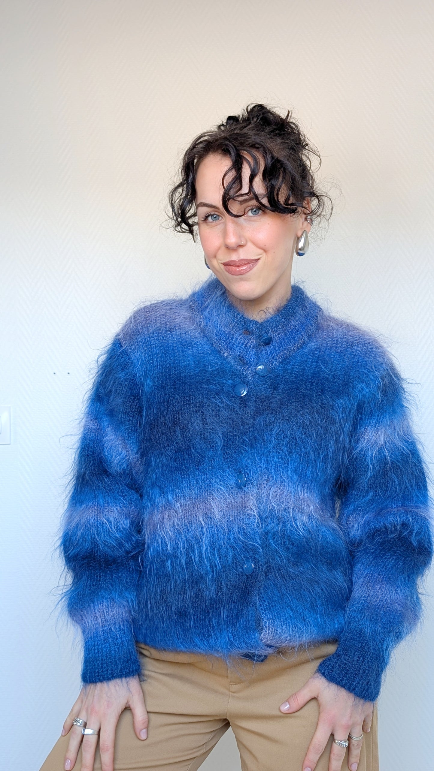 Cardigan mohair 80s T40-42