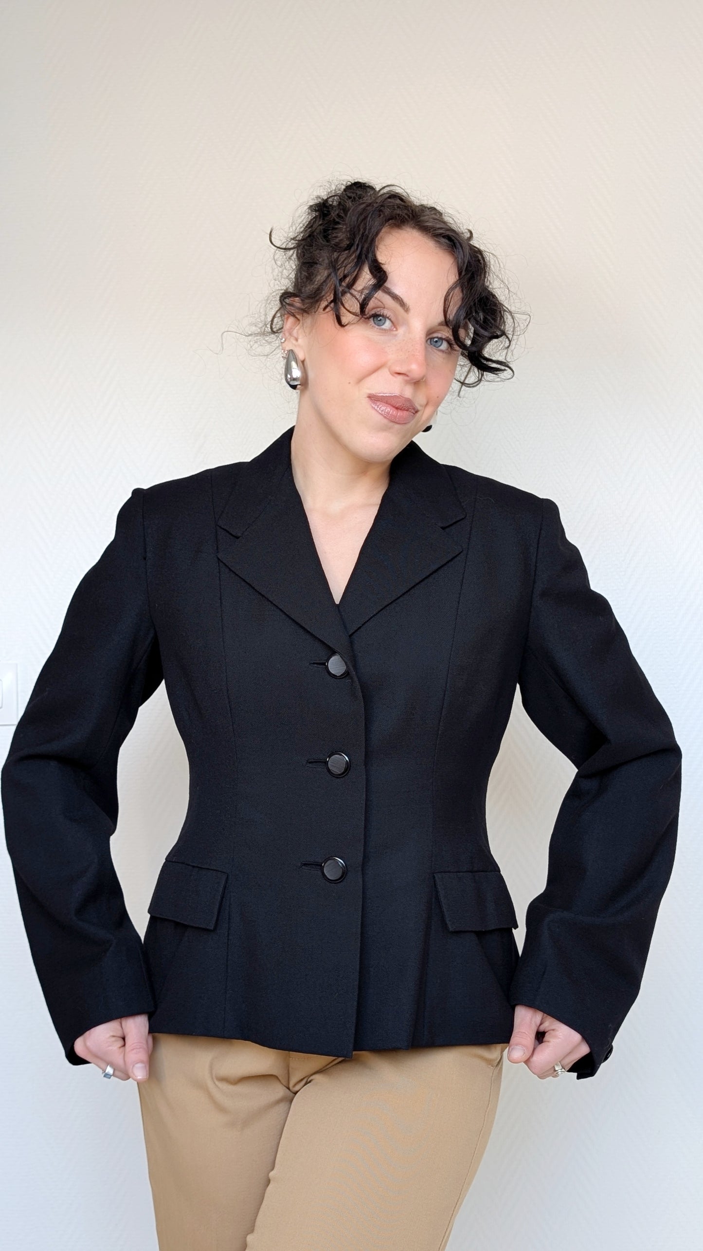 Blazer laine 60s structuré T38