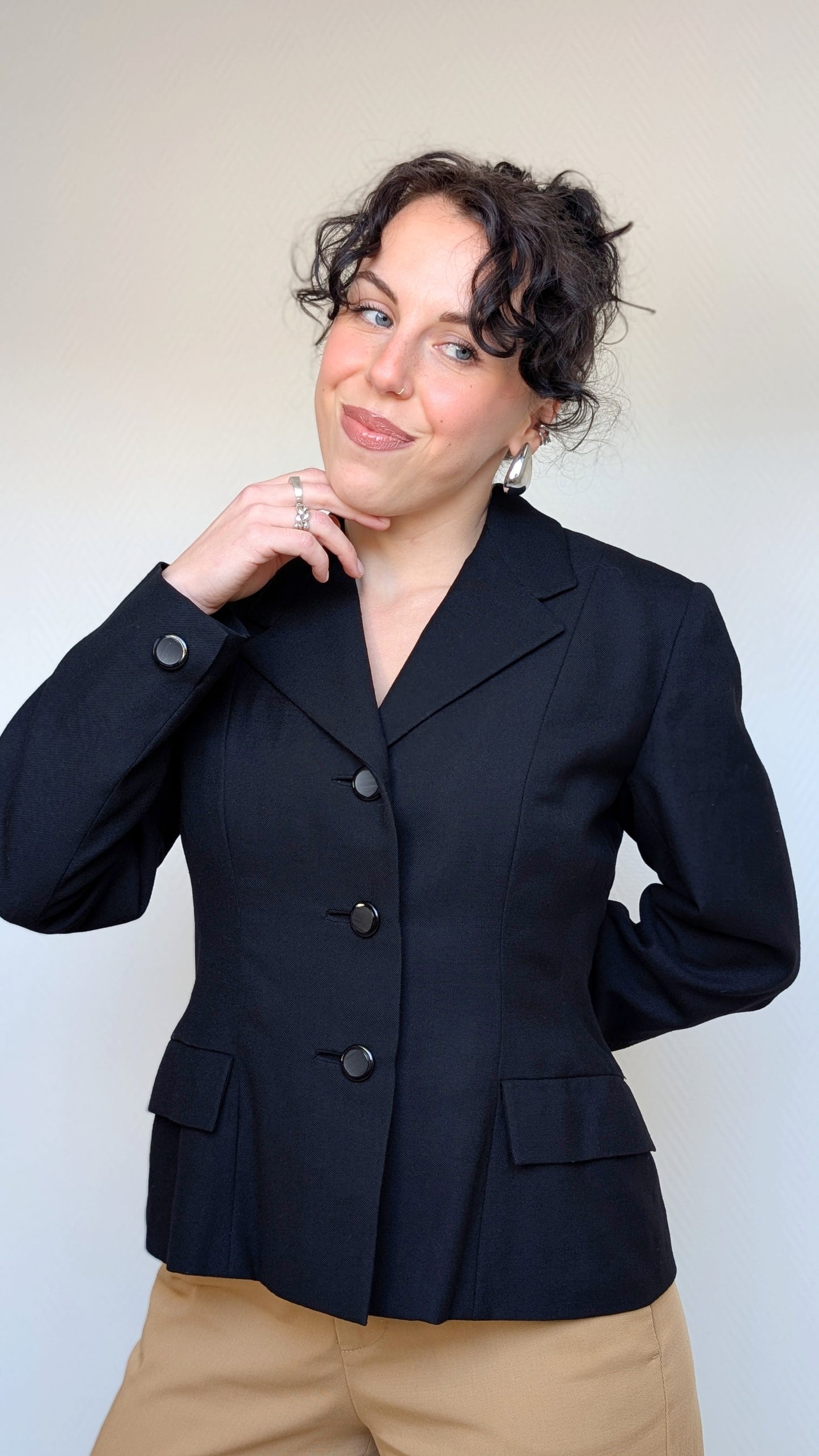 Blazer laine 60s structuré T38