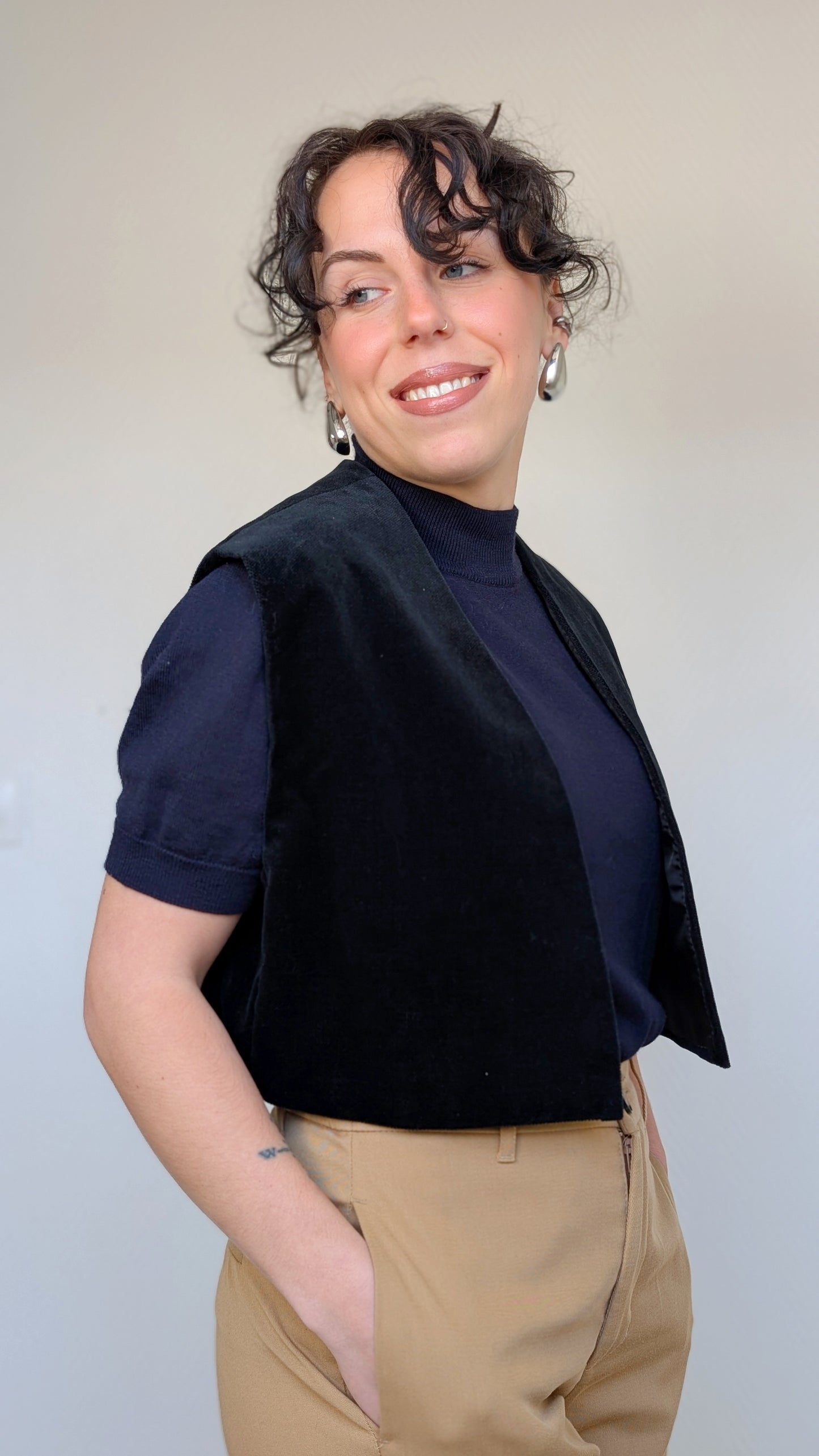 Veste sans manches velours 70s T38-40