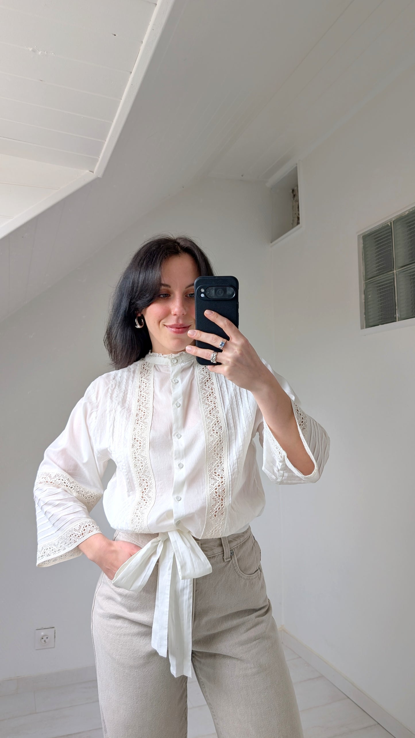 Blouse coton broderies T 36-38-40