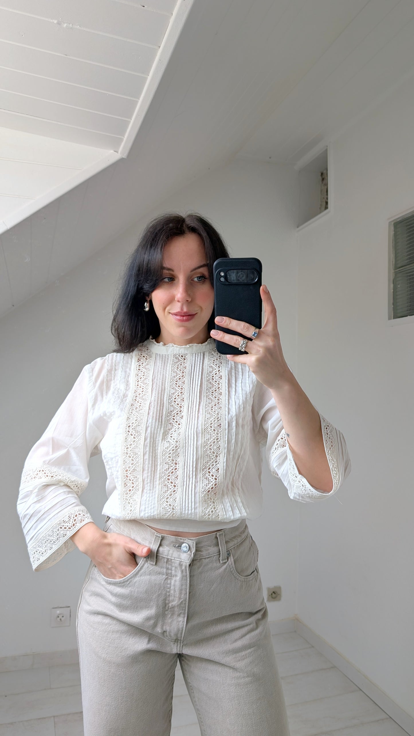 Blouse coton broderies T 36-38-40