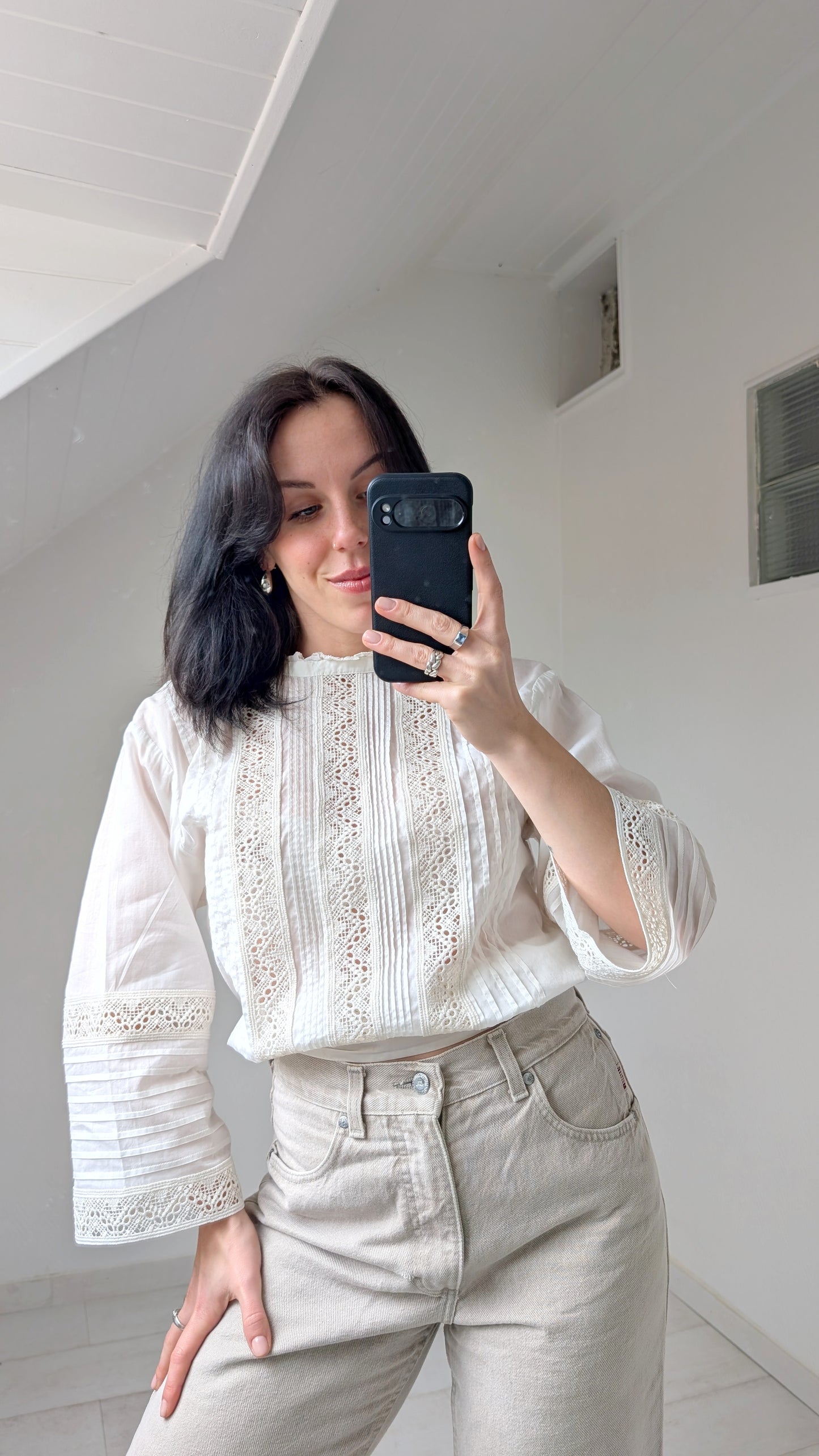 Blouse coton broderies T 36-38-40