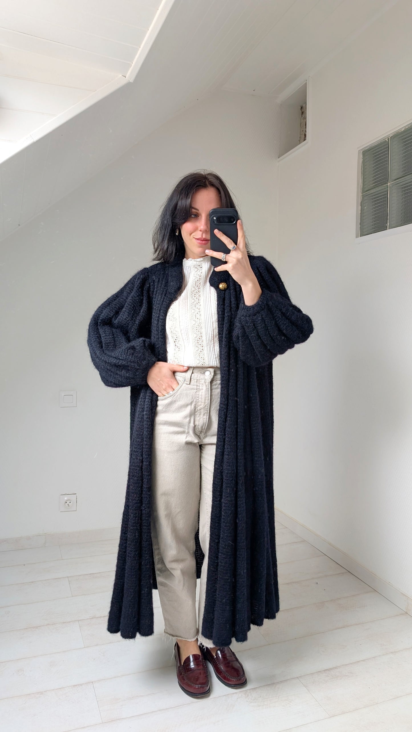 Cardigan fait main mohair 80s du 34 au 42