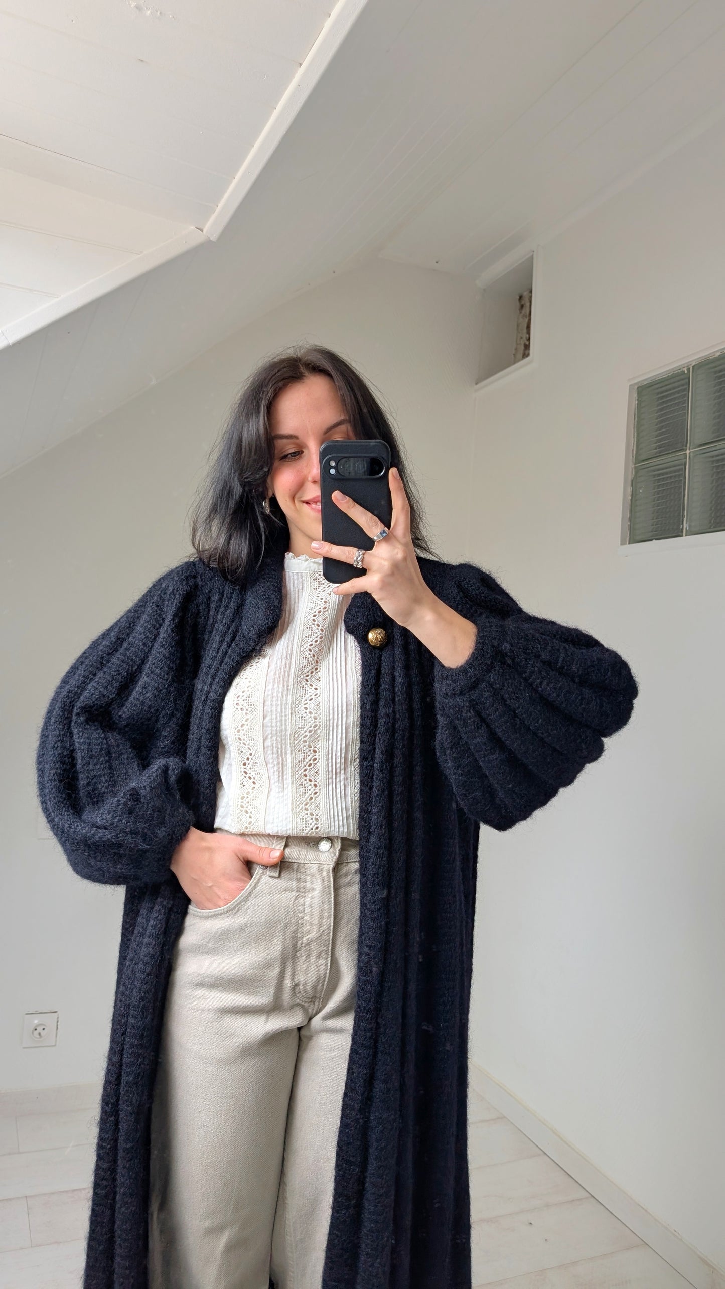 Cardigan fait main mohair 80s du 34 au 42