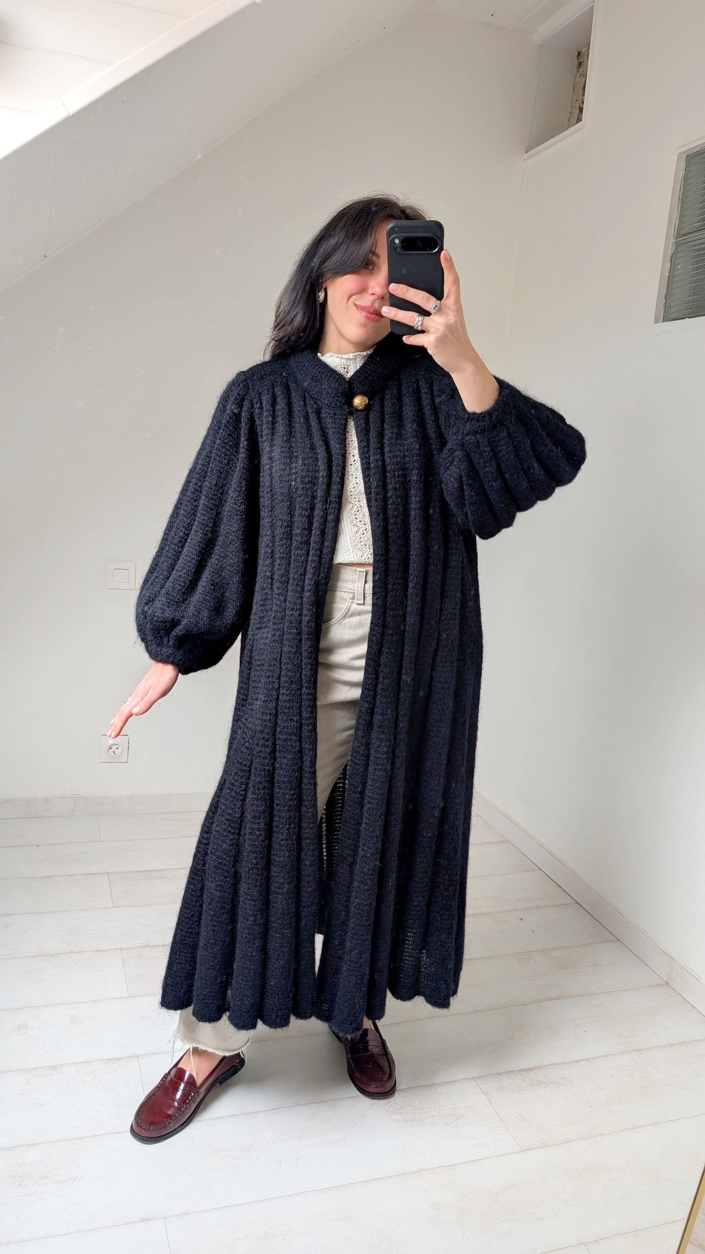 Cardigan fait main mohair 80s du 34 au 42