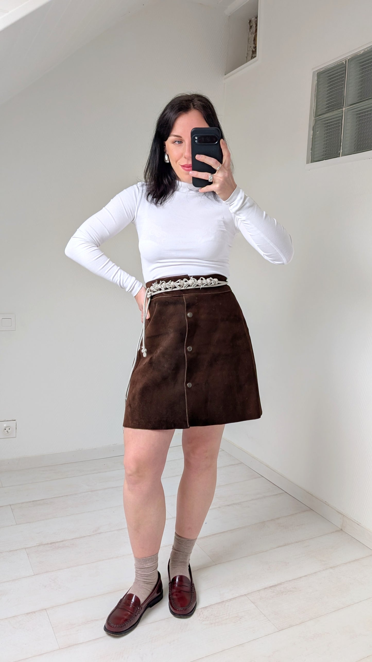 Jupe courte 70s daim T40