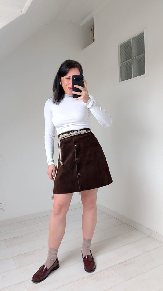 Jupe courte 70s daim T40