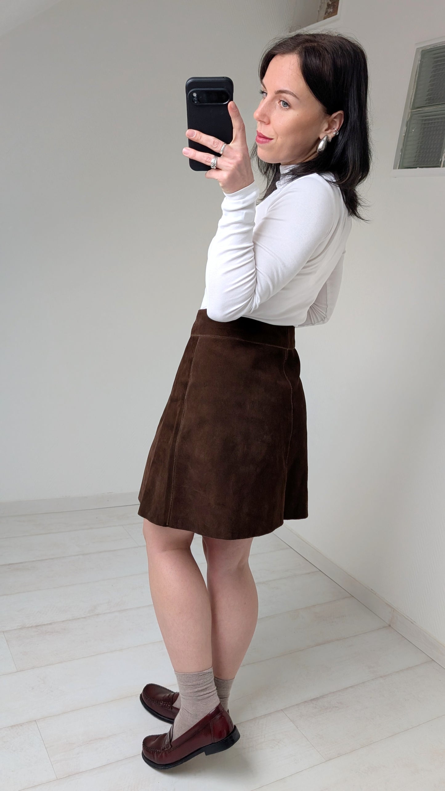 Jupe courte 70s daim T40