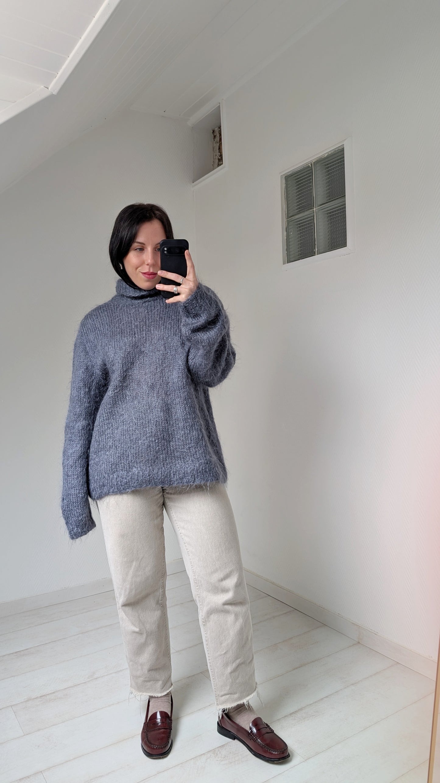 Pull mohair tricoté main T40-42