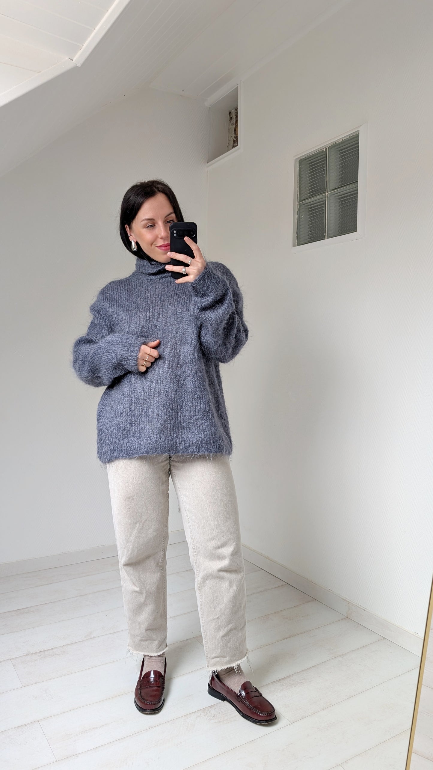 Pull mohair tricoté main T40-42