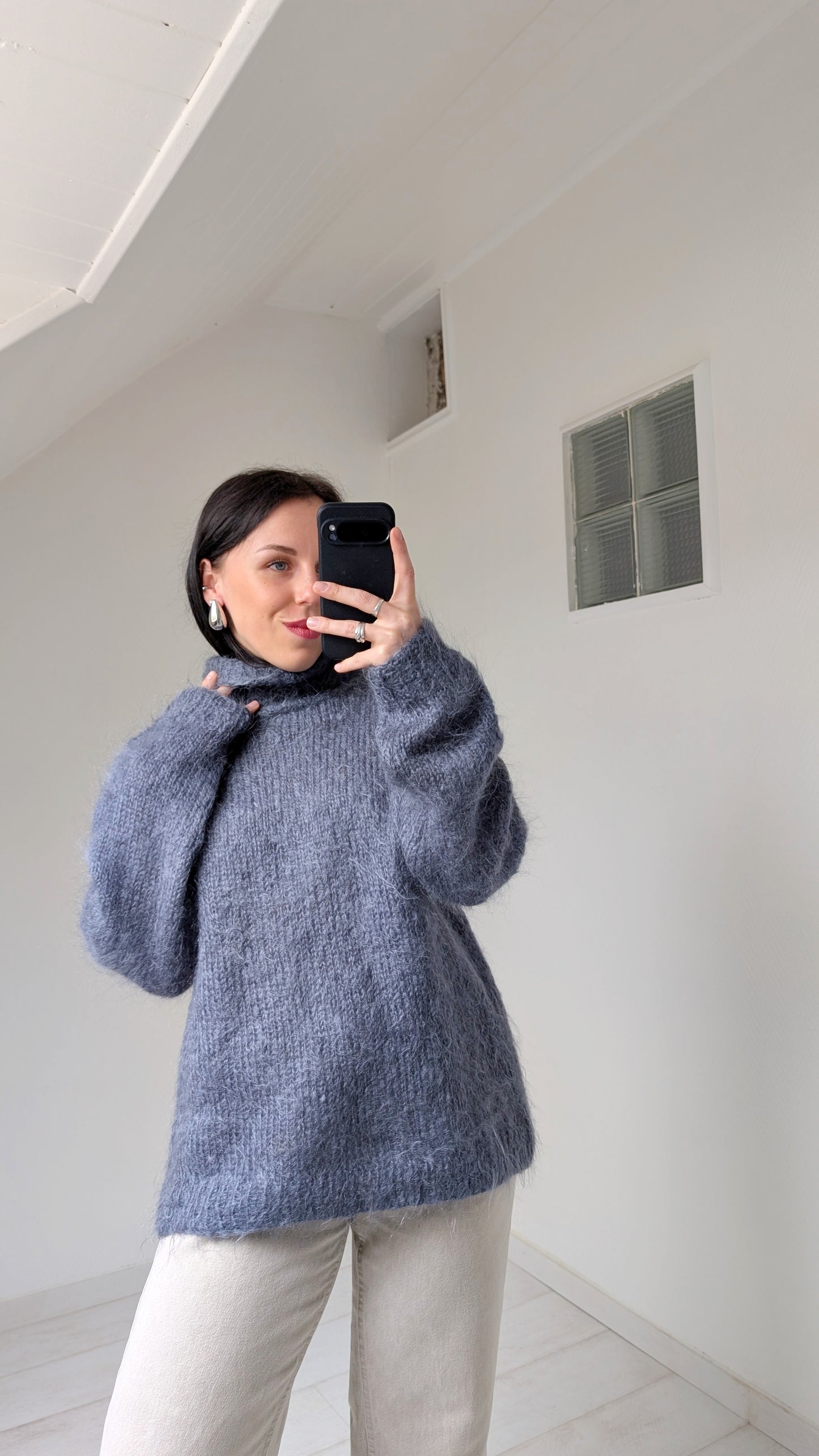 Pull mohair tricoté main T40-42