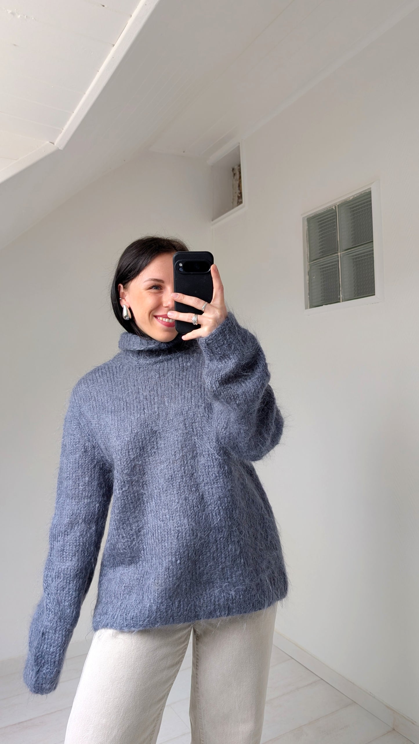 Pull mohair tricoté main T40-42