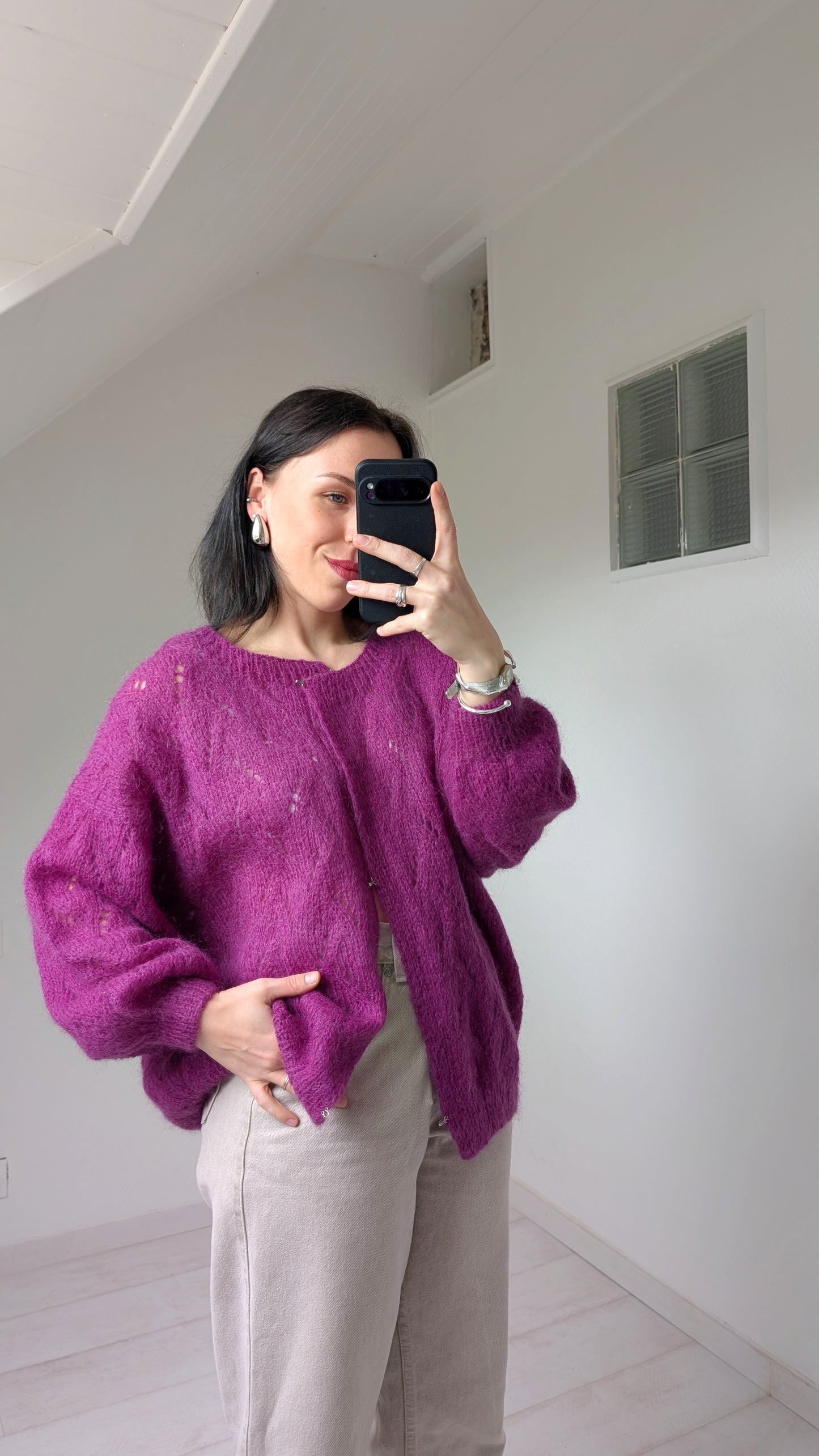 Cardigan laine et mohair fait main du 34 au 44