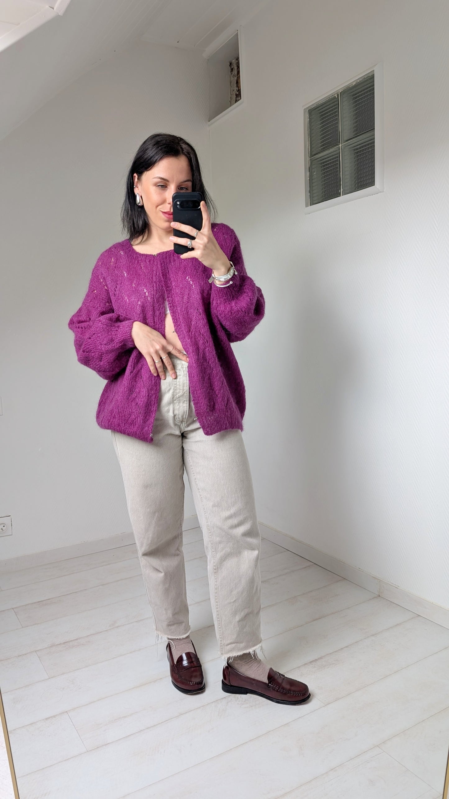 Cardigan laine et mohair fait main du 34 au 44