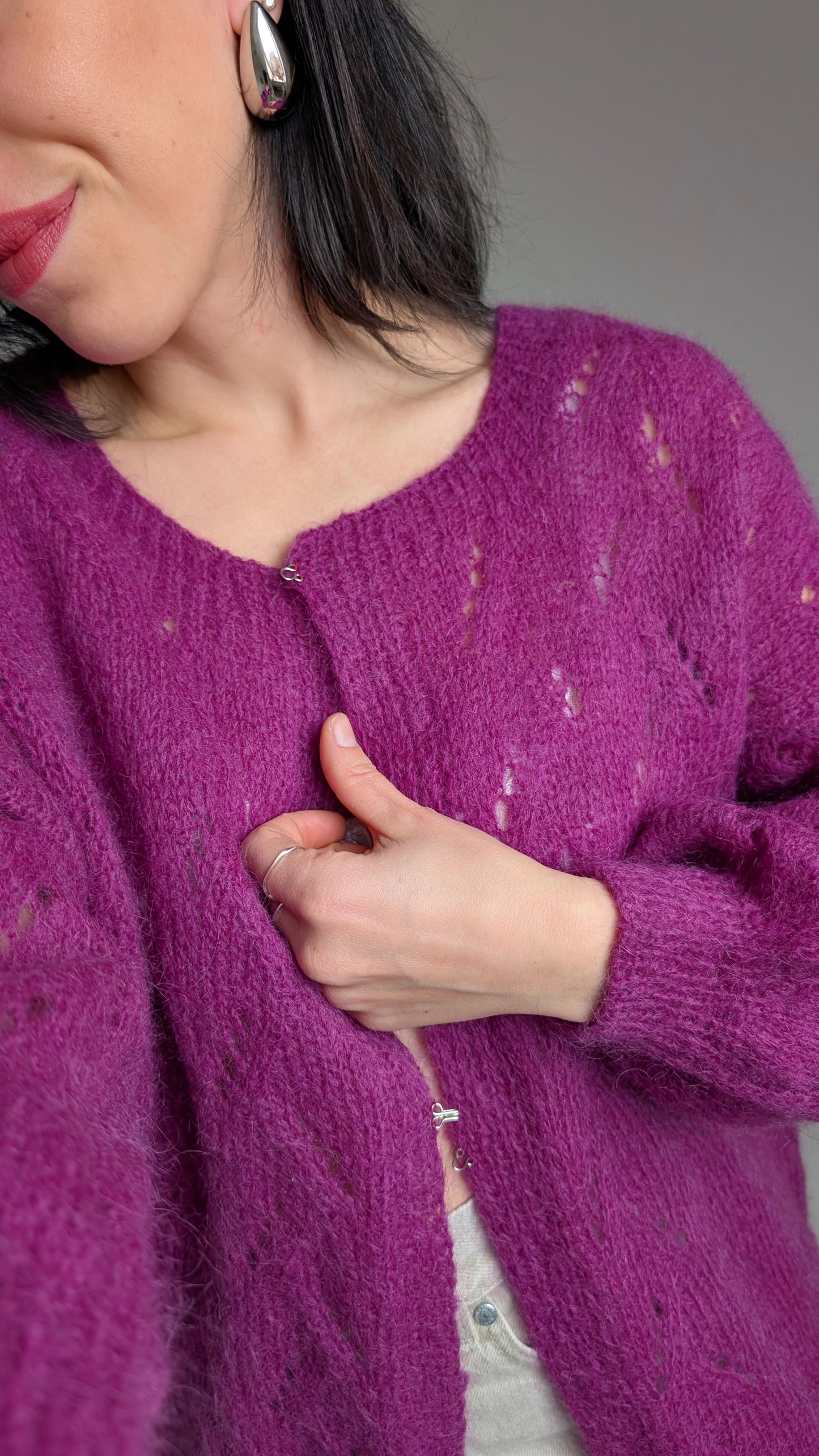 Cardigan laine et mohair fait main du 34 au 44