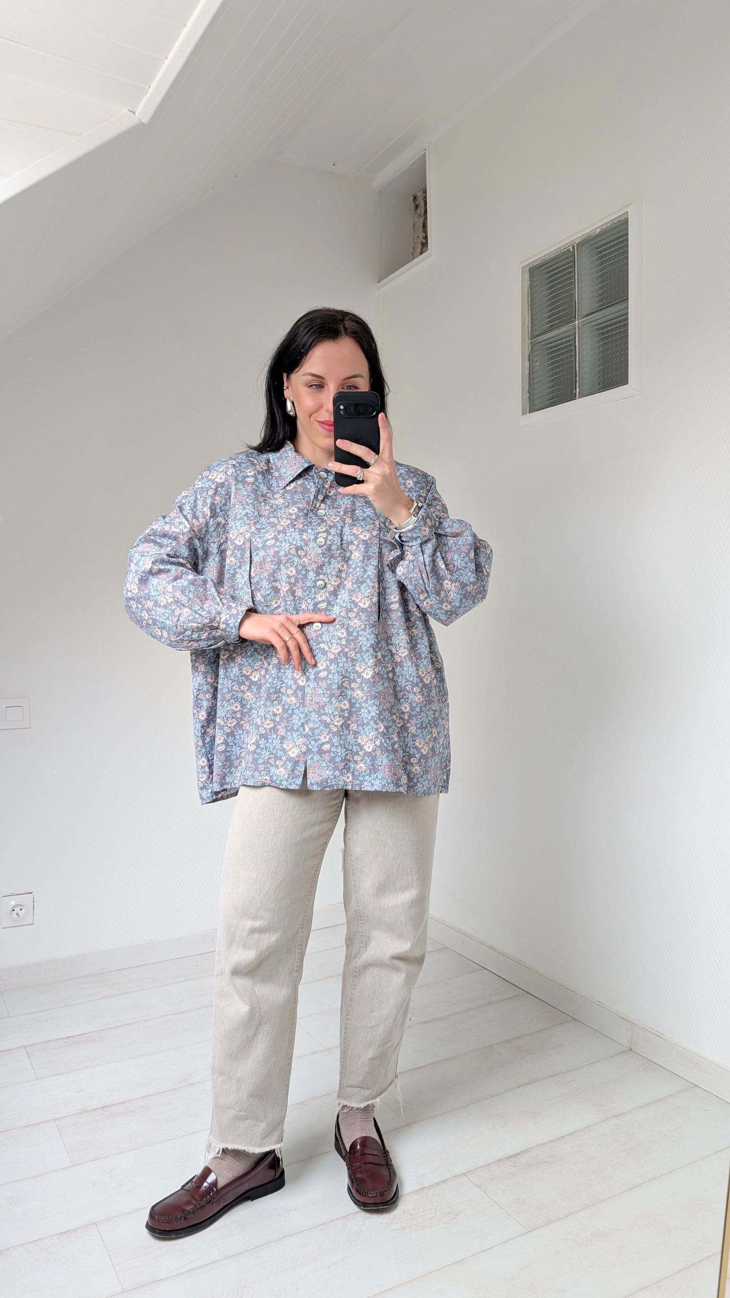 Blouse fleurie coton T42-44