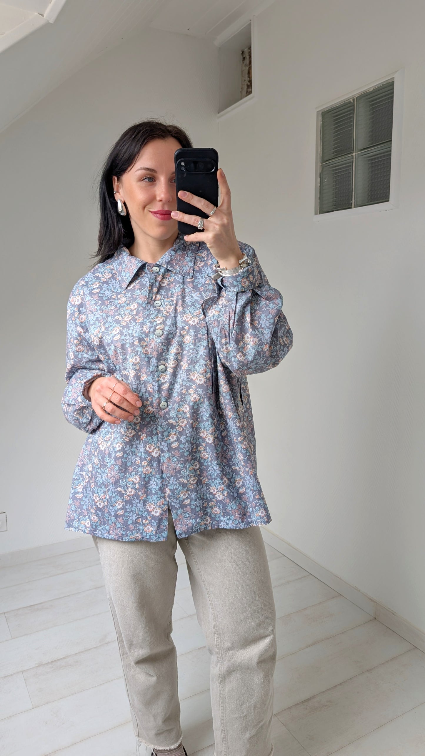 Blouse fleurie coton T42-44