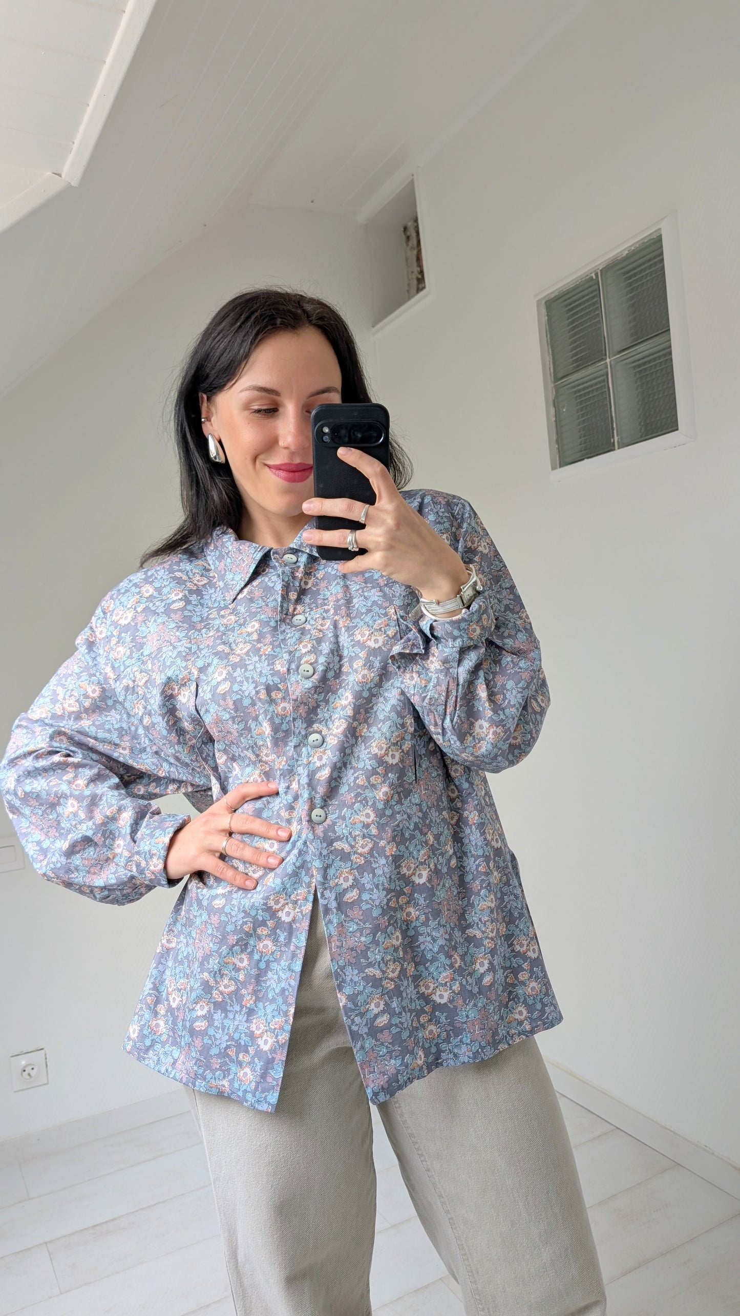 Blouse fleurie coton T42-44