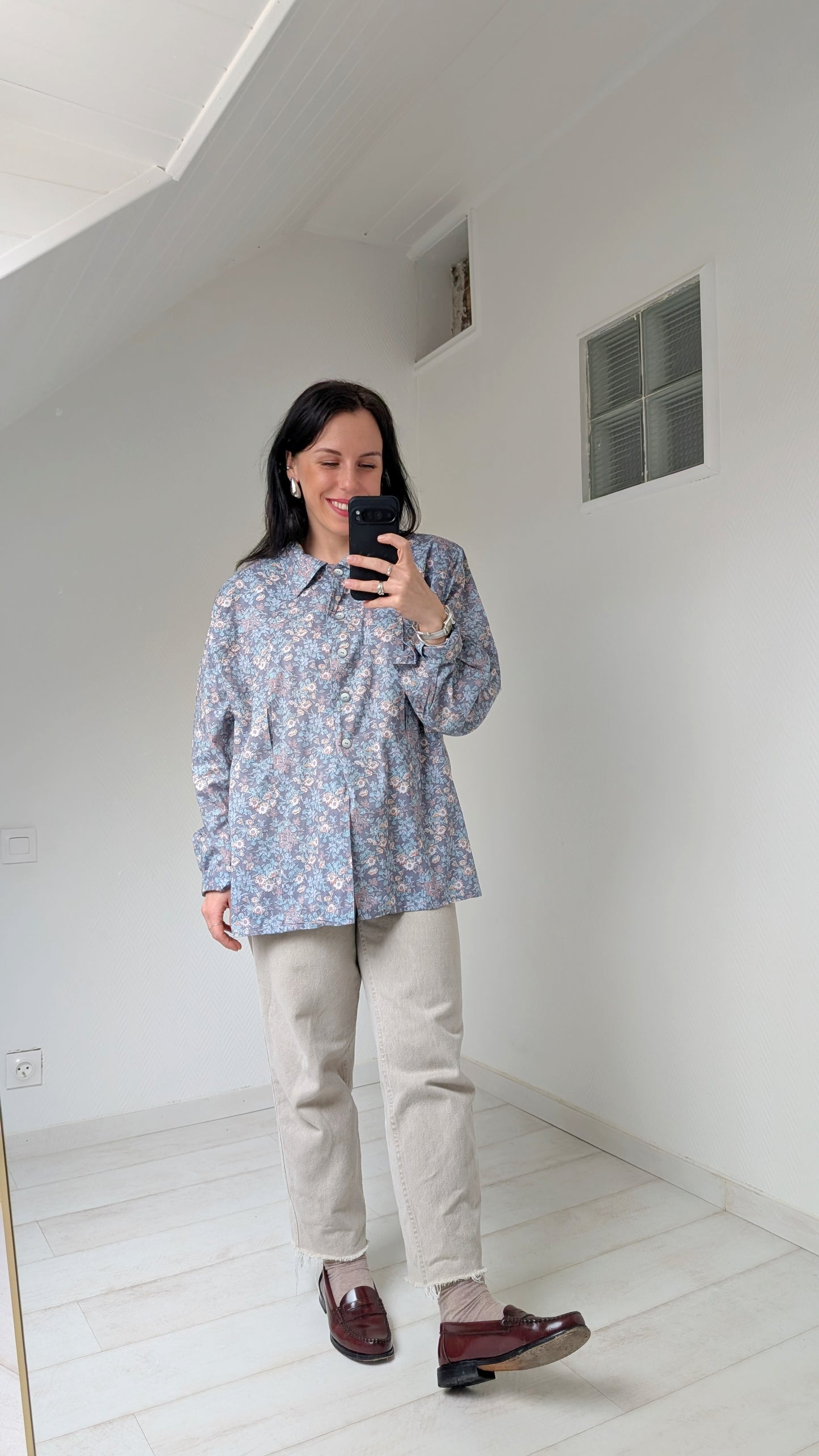 Blouse fleurie coton T42-44