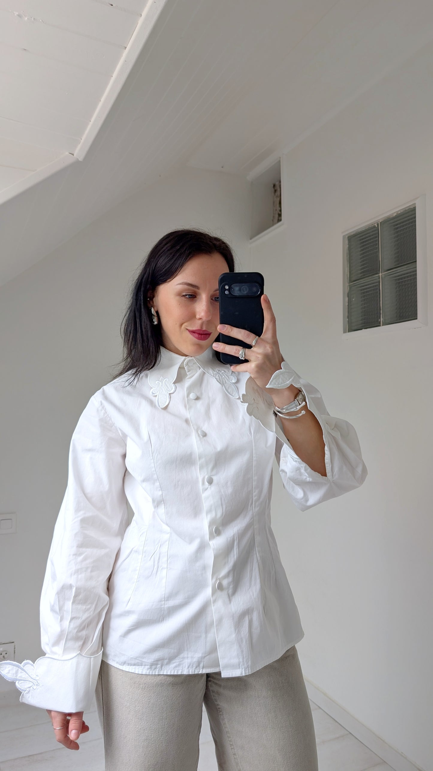 Chemise coton aux détails 80s T36
