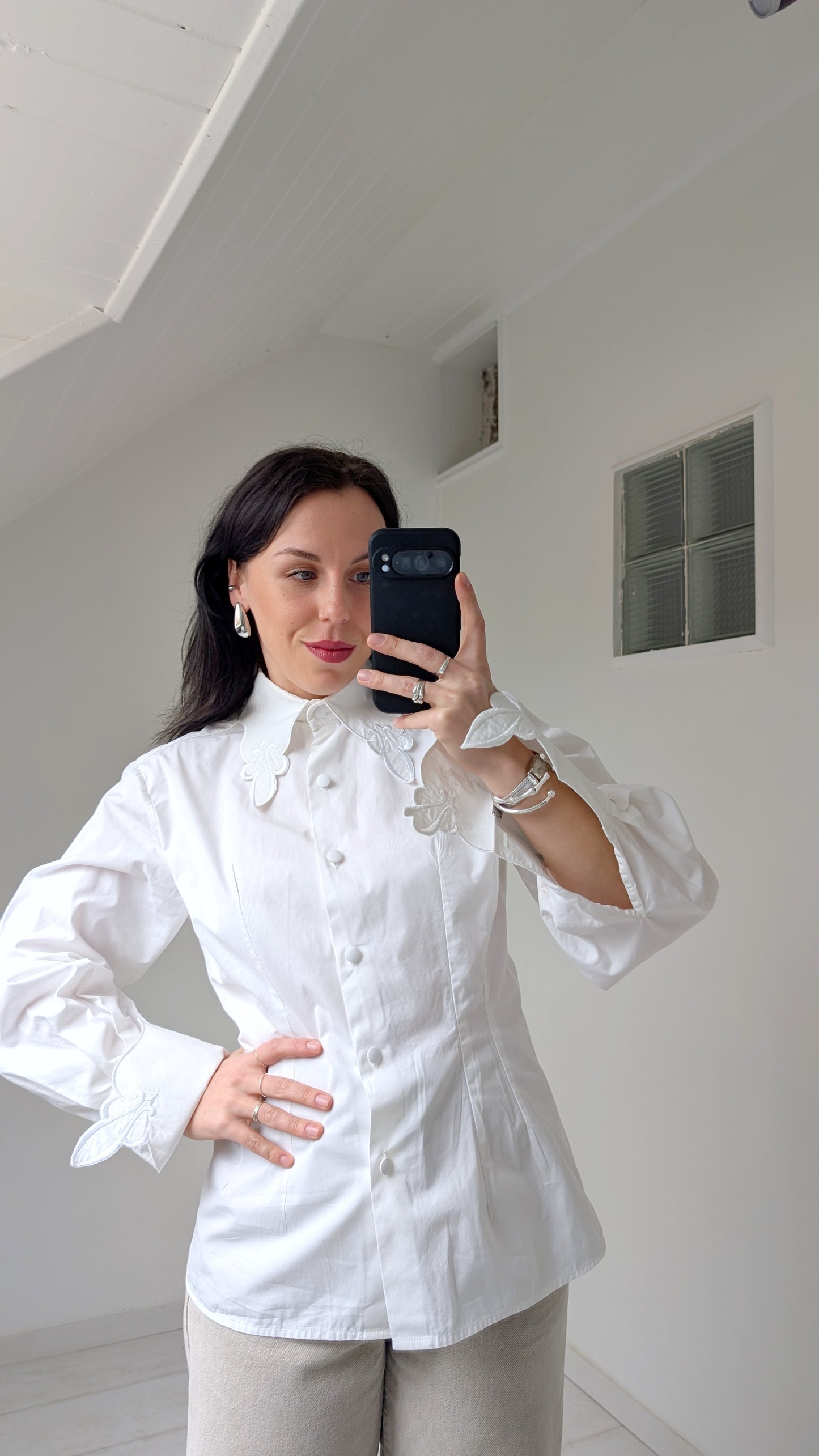 Chemise coton aux détails 80s T36