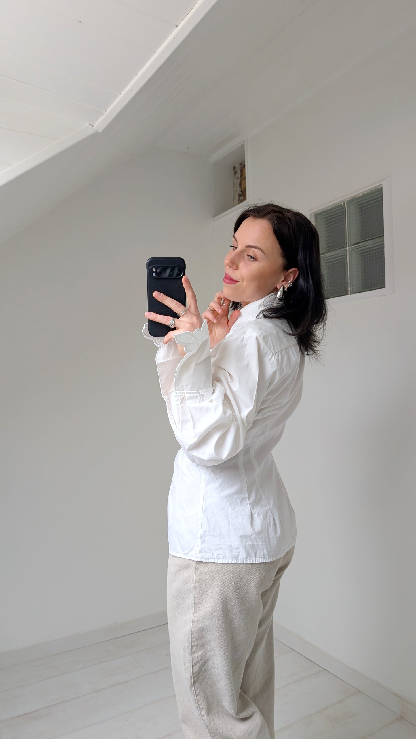 Chemise coton aux détails 80s T36