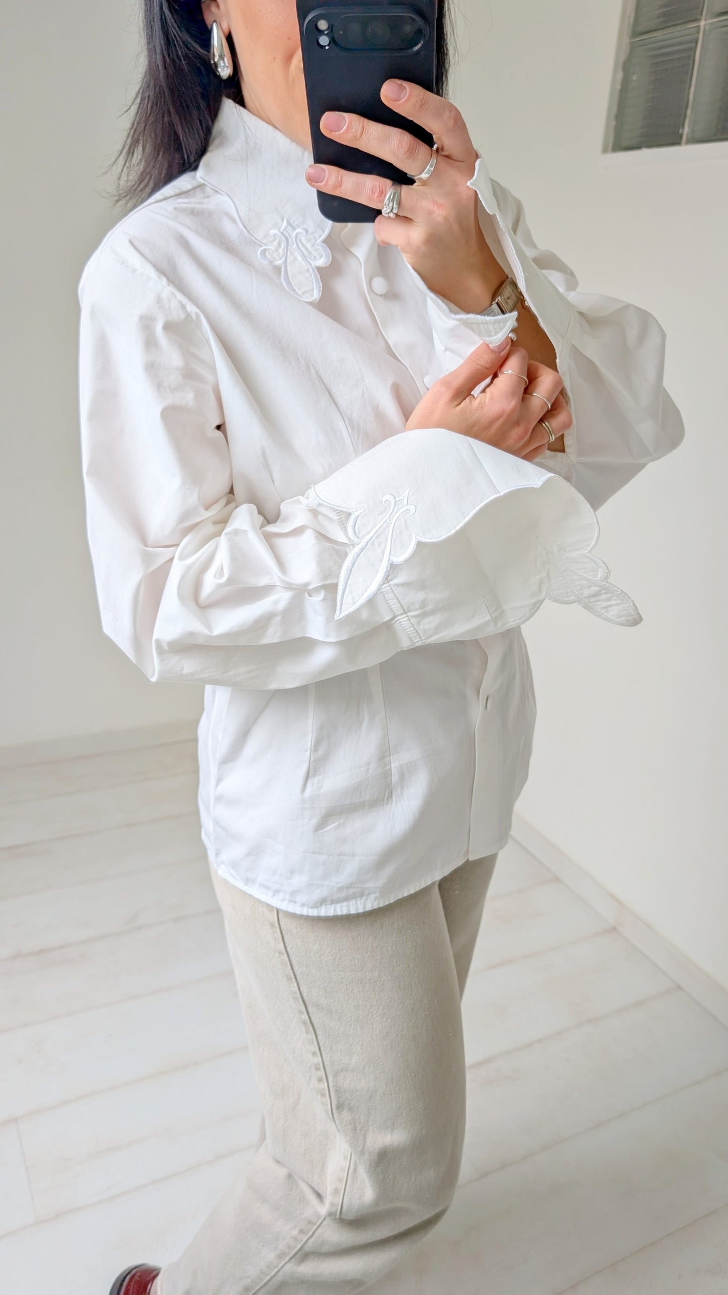 Chemise coton aux détails 80s T36