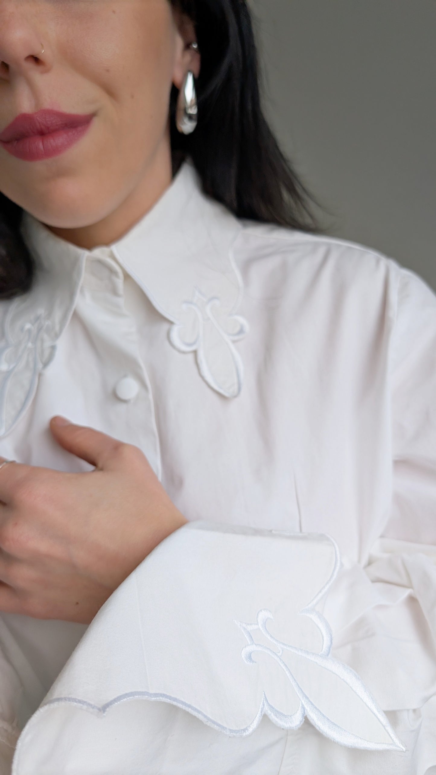 Chemise coton aux détails 80s T36