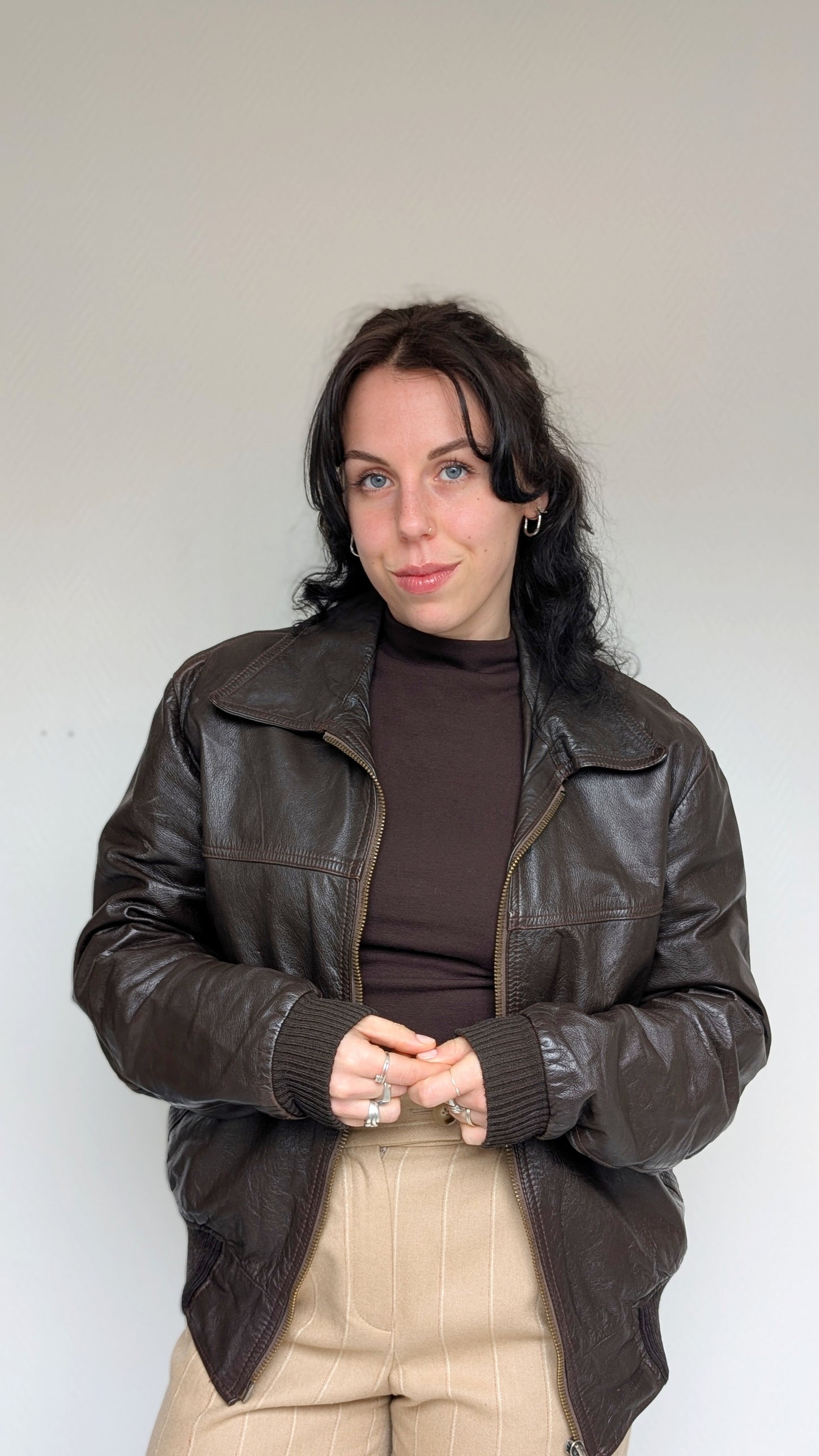 Veste bombers cuir 70s T40-42
