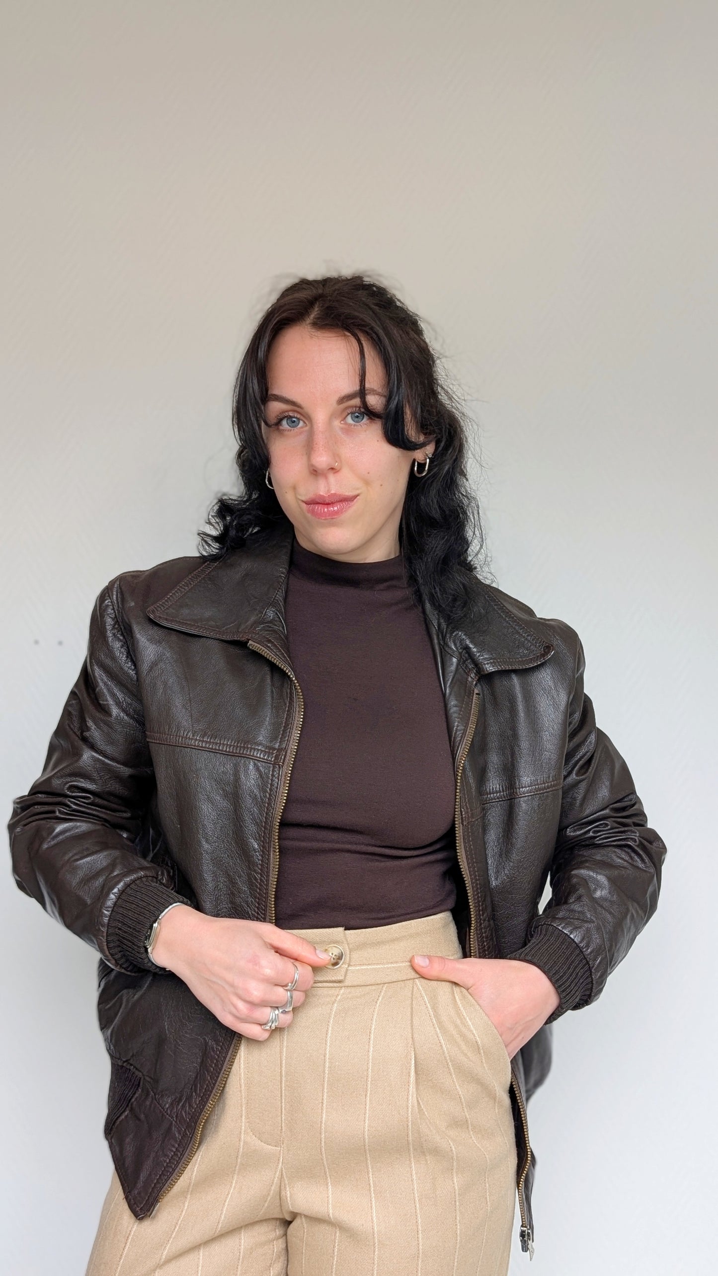 Veste bombers cuir 70s T40-42