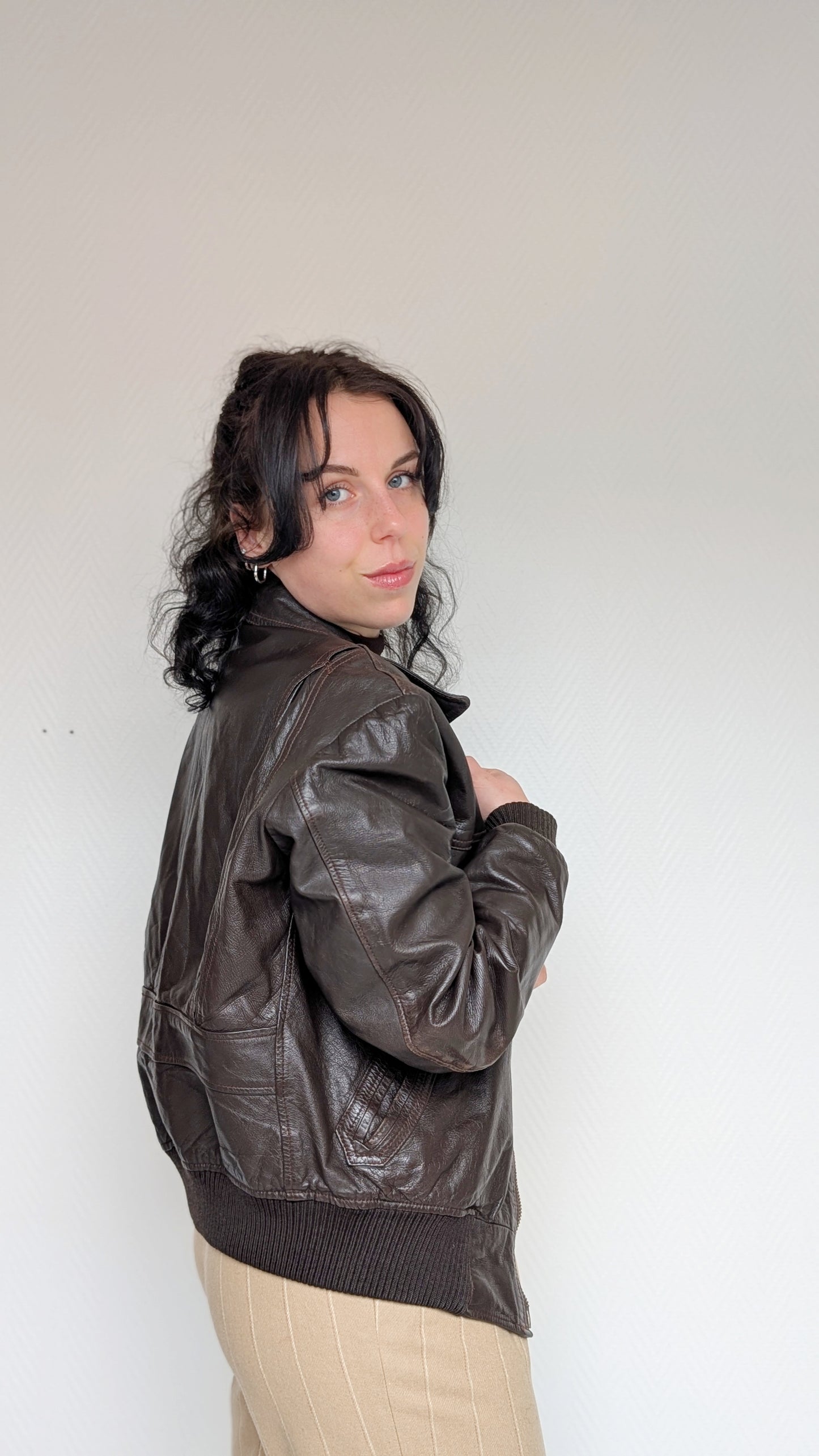 Veste bombers cuir 70s T40-42