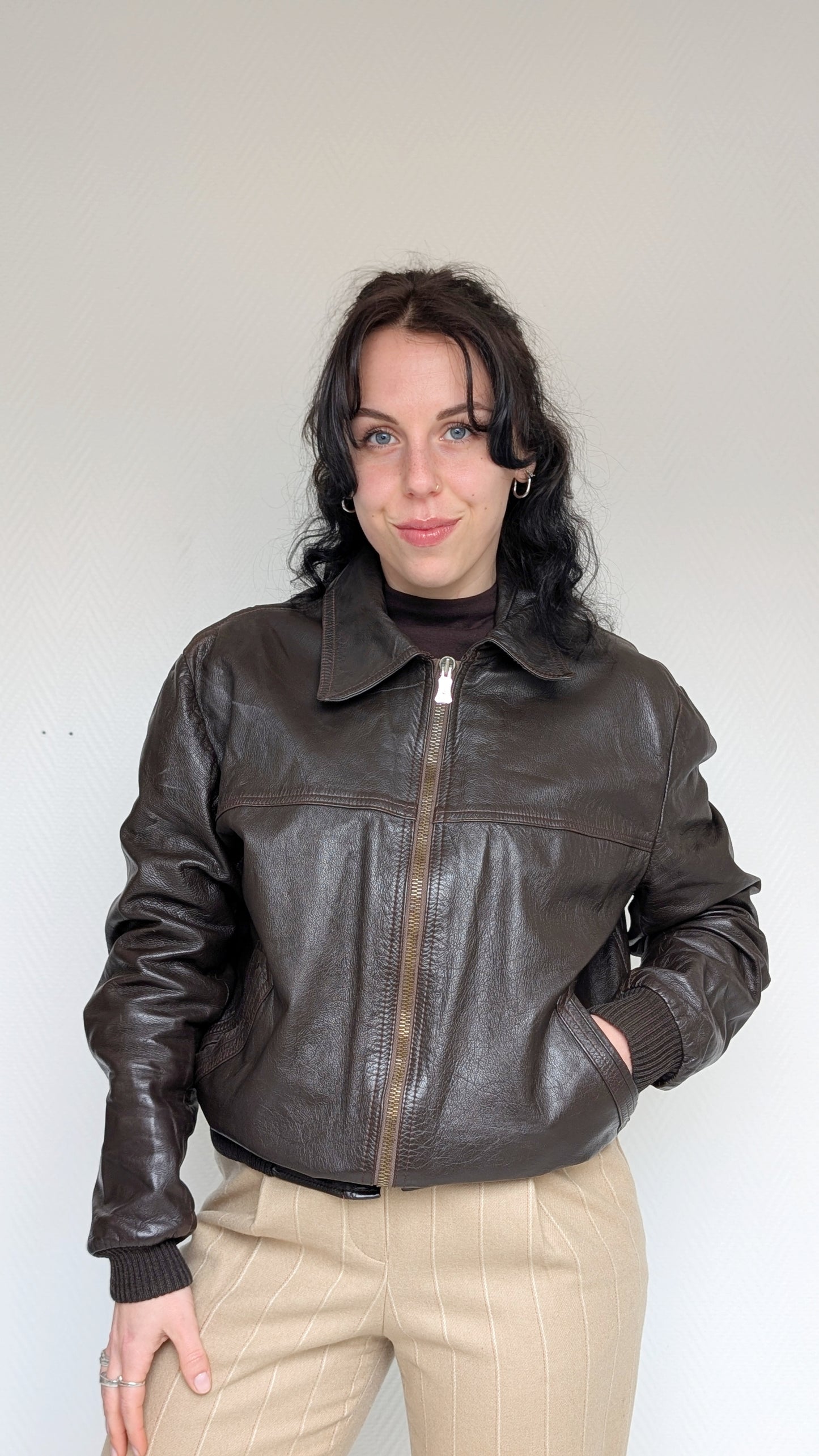 Veste bombers cuir 70s T40-42