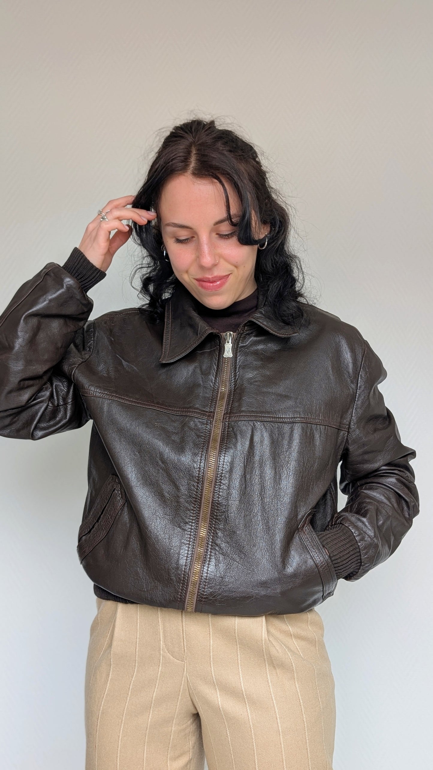 Veste bombers cuir 70s T40-42