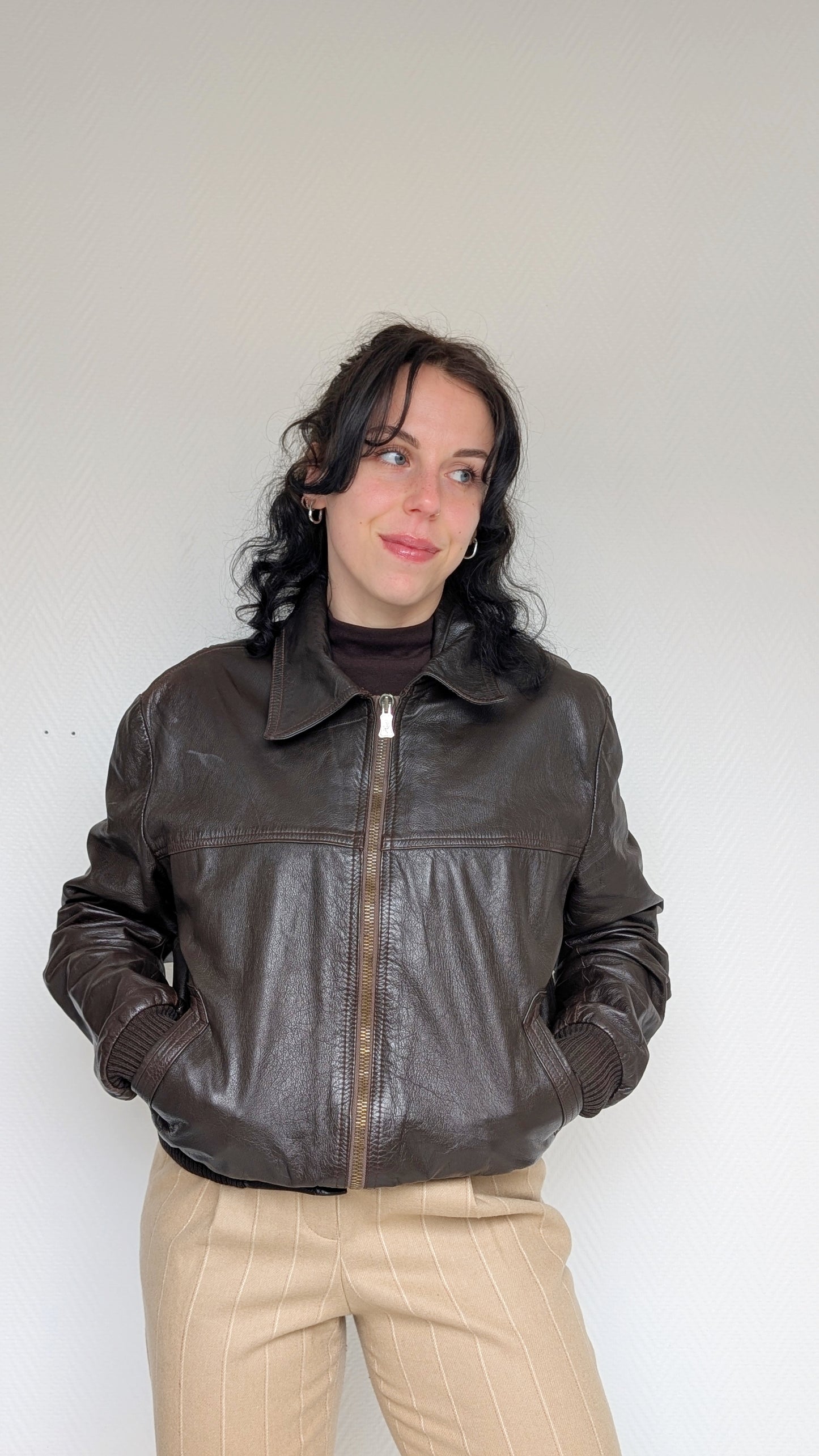 Veste bombers cuir 70s T40-42