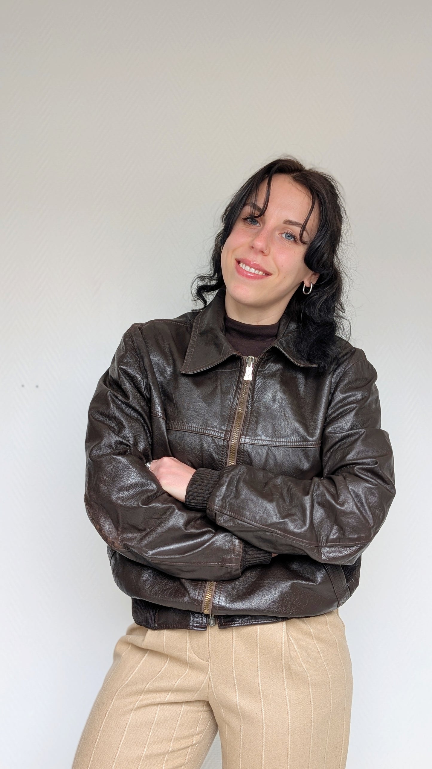 Veste bombers cuir 70s T40-42