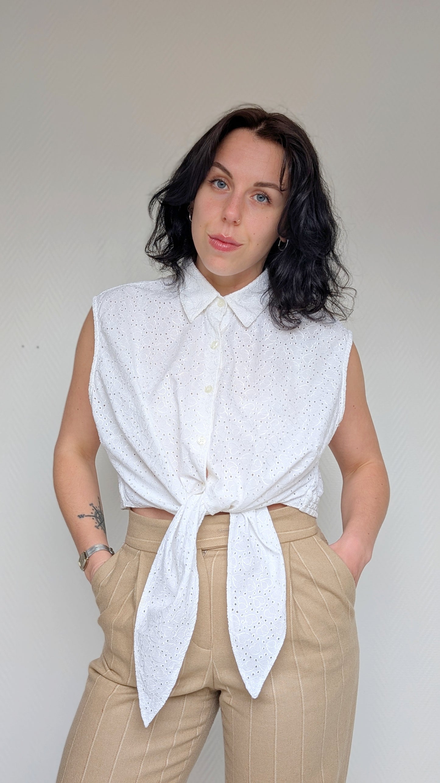 Blouse 80s broderies anglaises T42-44