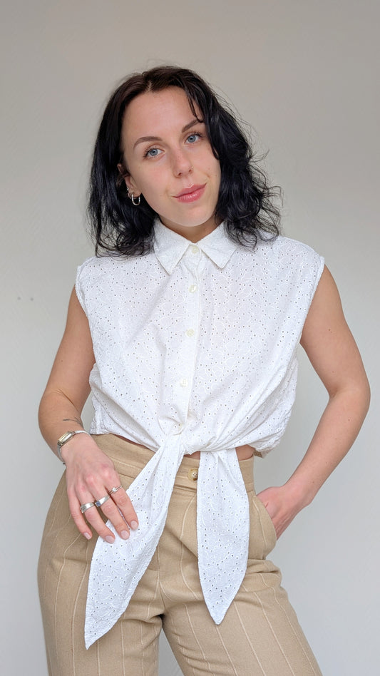 Blouse 80s broderies anglaises T42-44