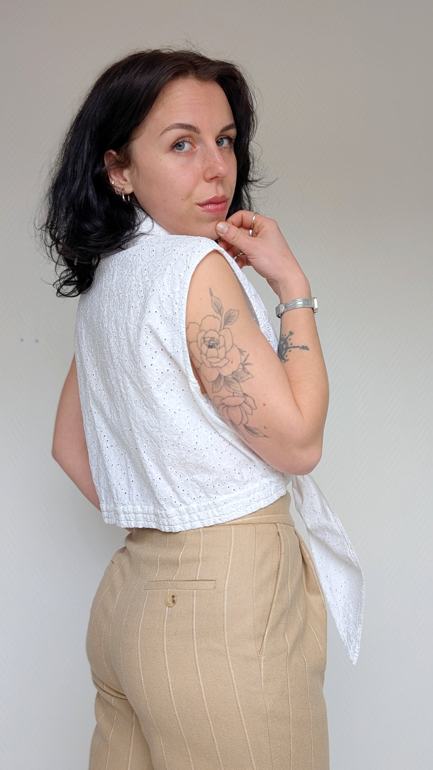 Blouse 80s broderies anglaises T42-44