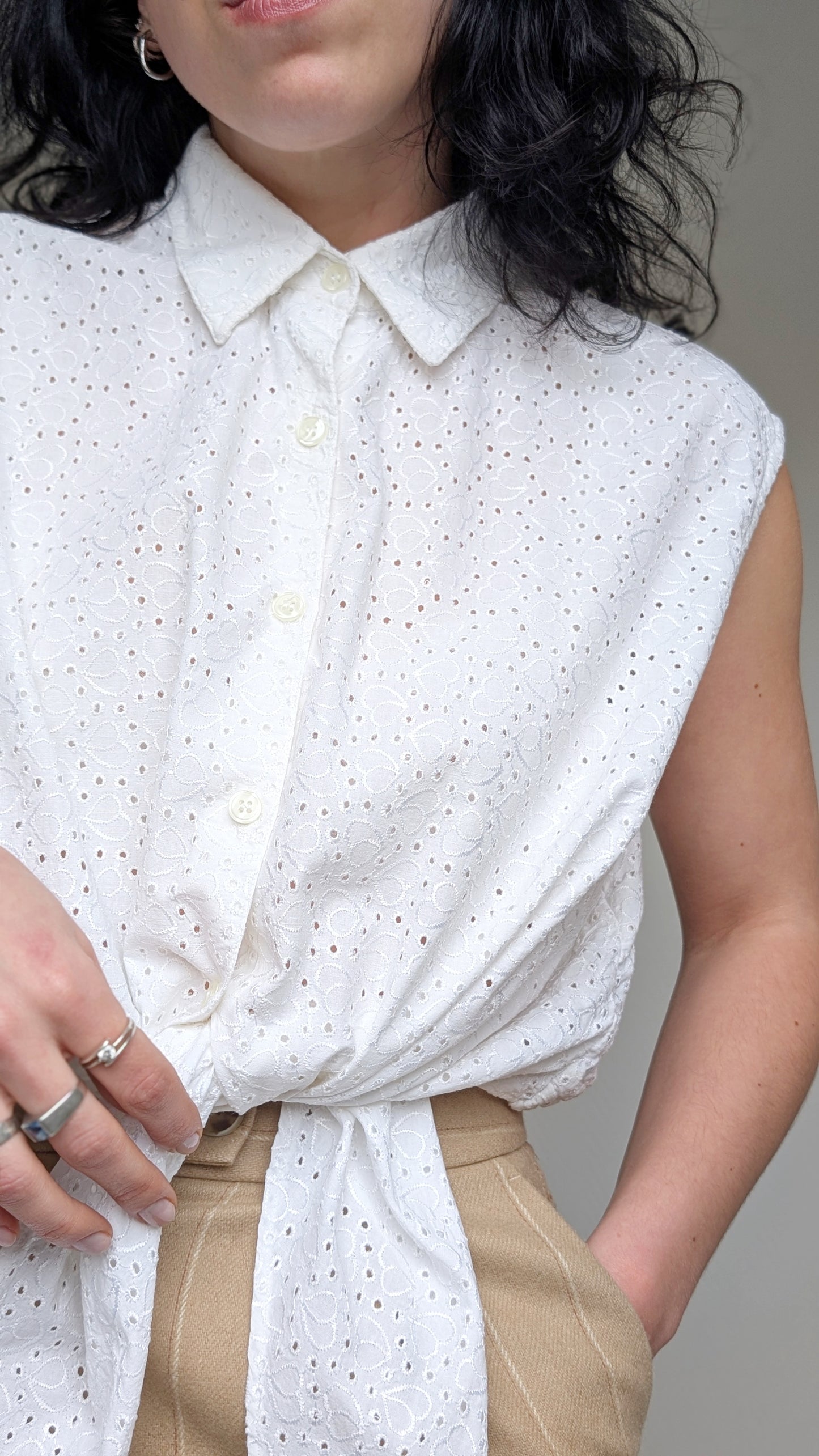 Blouse 80s broderies anglaises T42-44