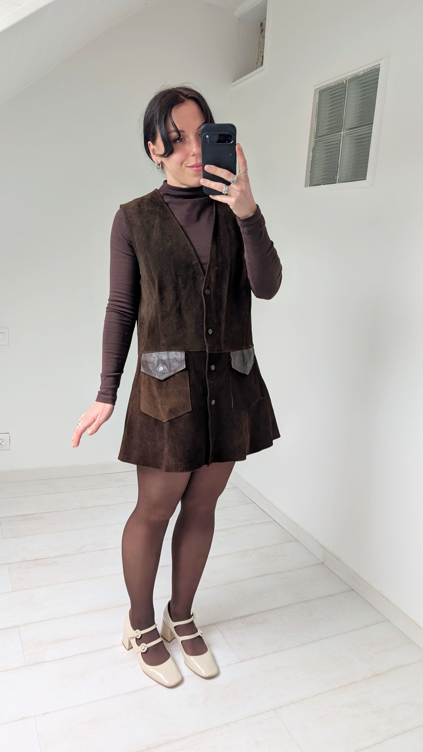 Veste/robe daim 70s T40