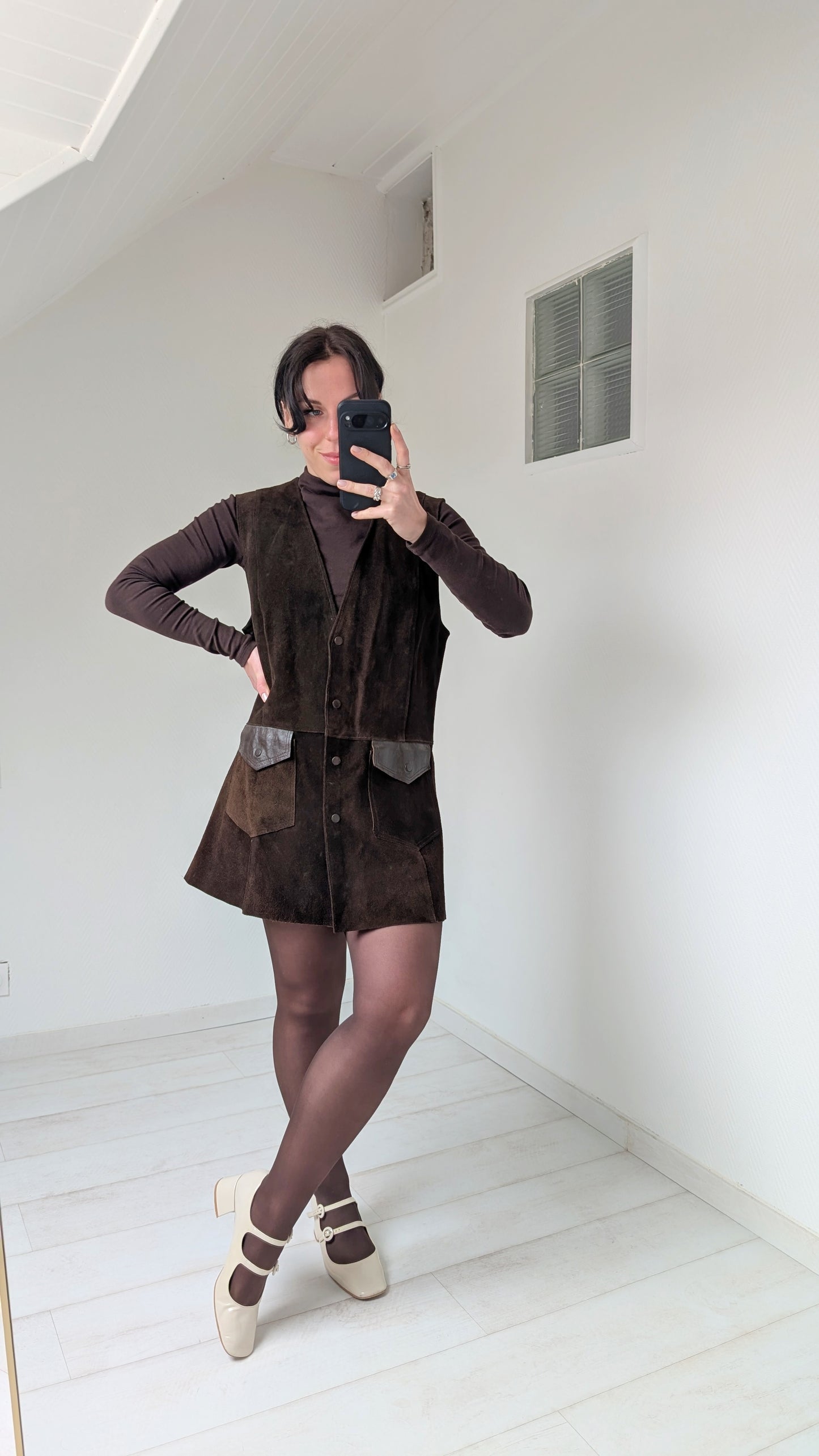 Veste/robe daim 70s T40