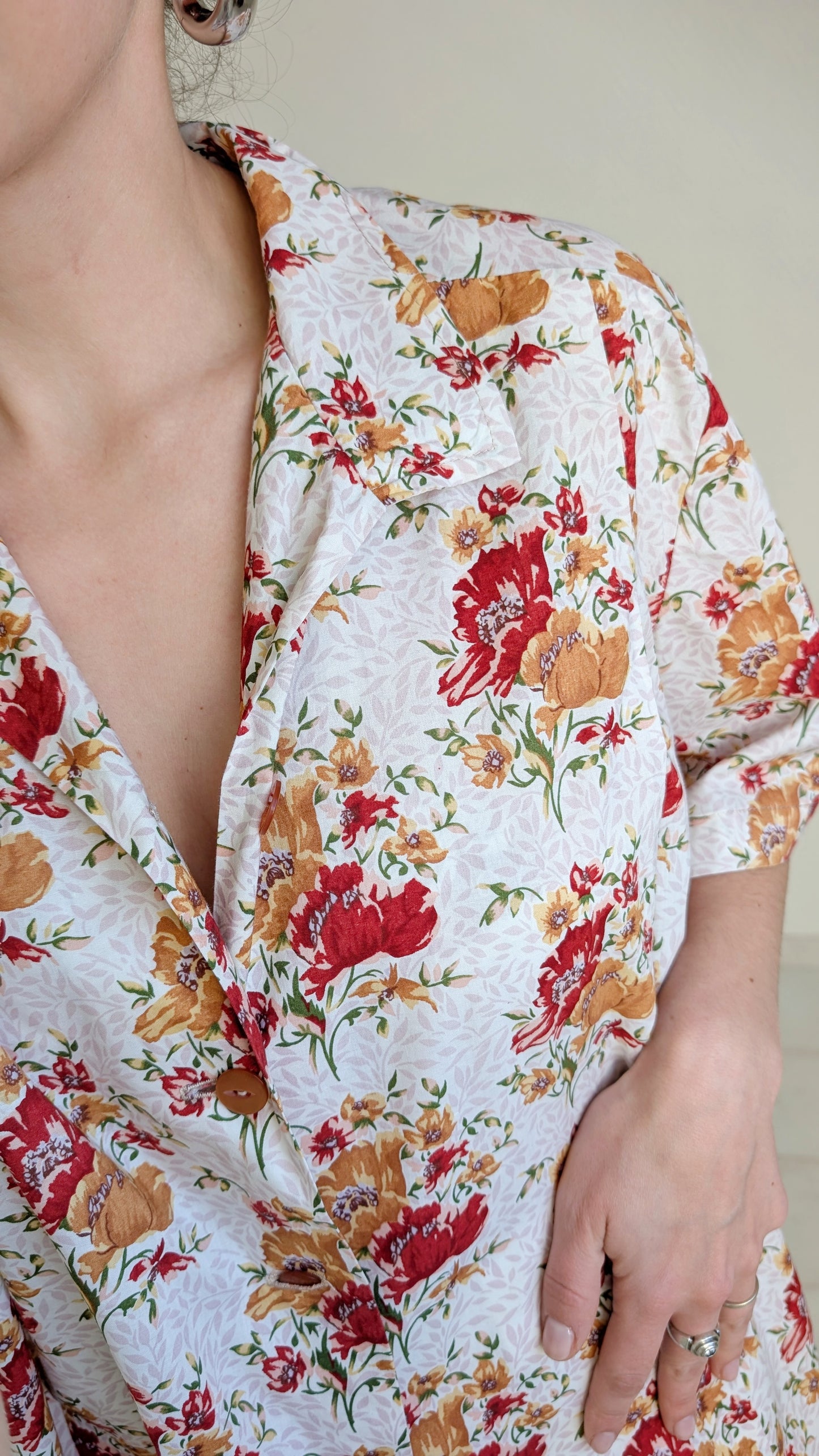 Blouse fleurie coton faite main T42-44