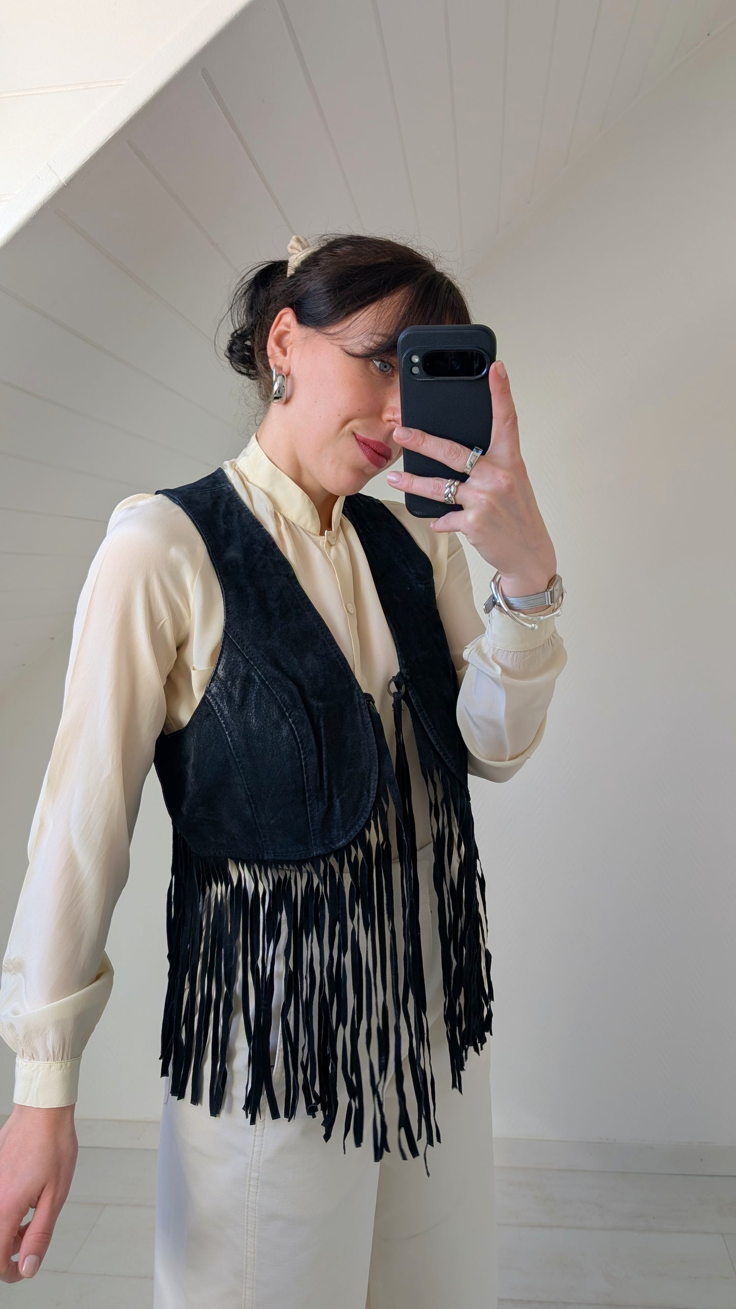 Veste daim à franges T36-38