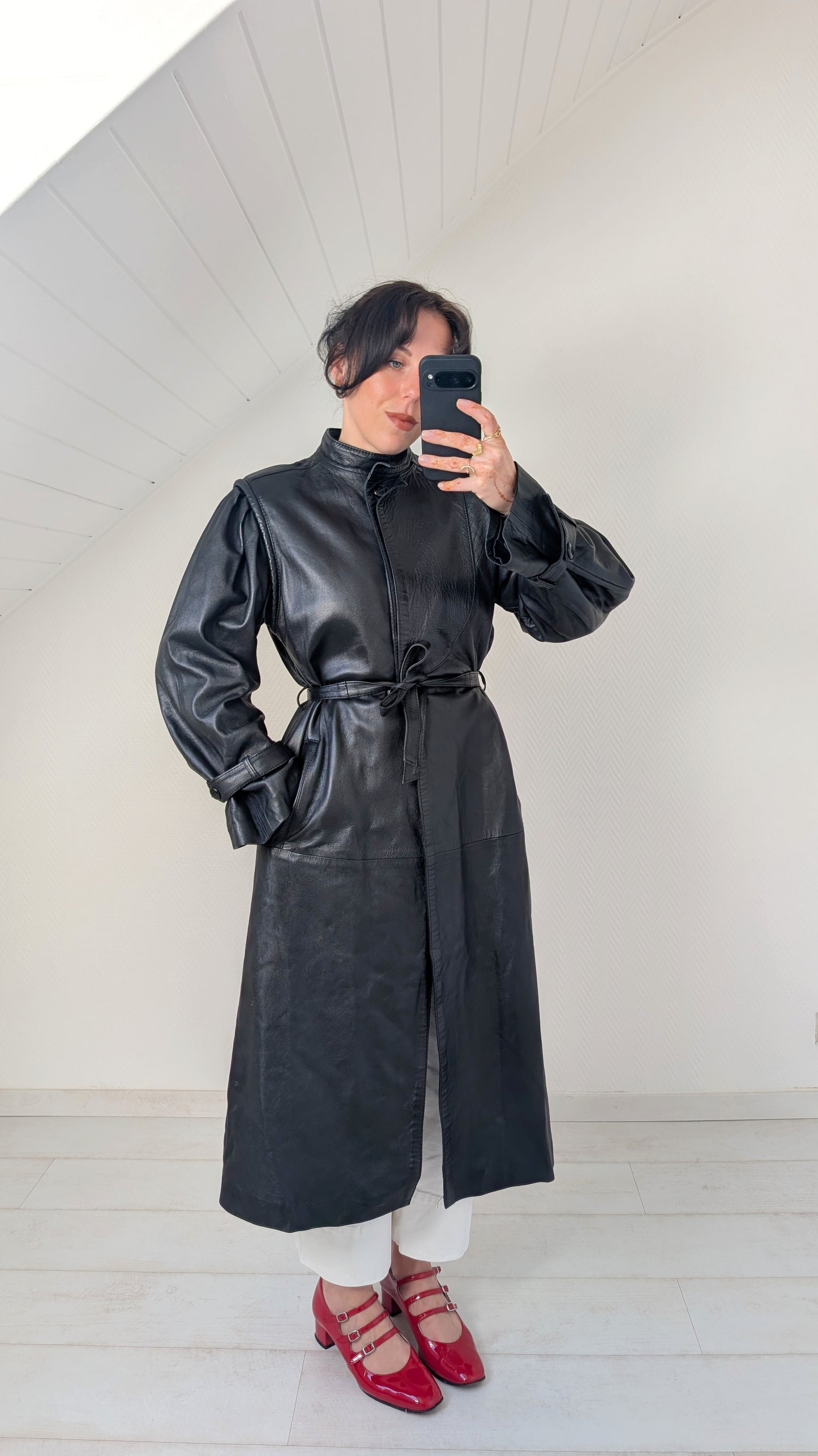 Trench cuir 1980 cuir agneau T38