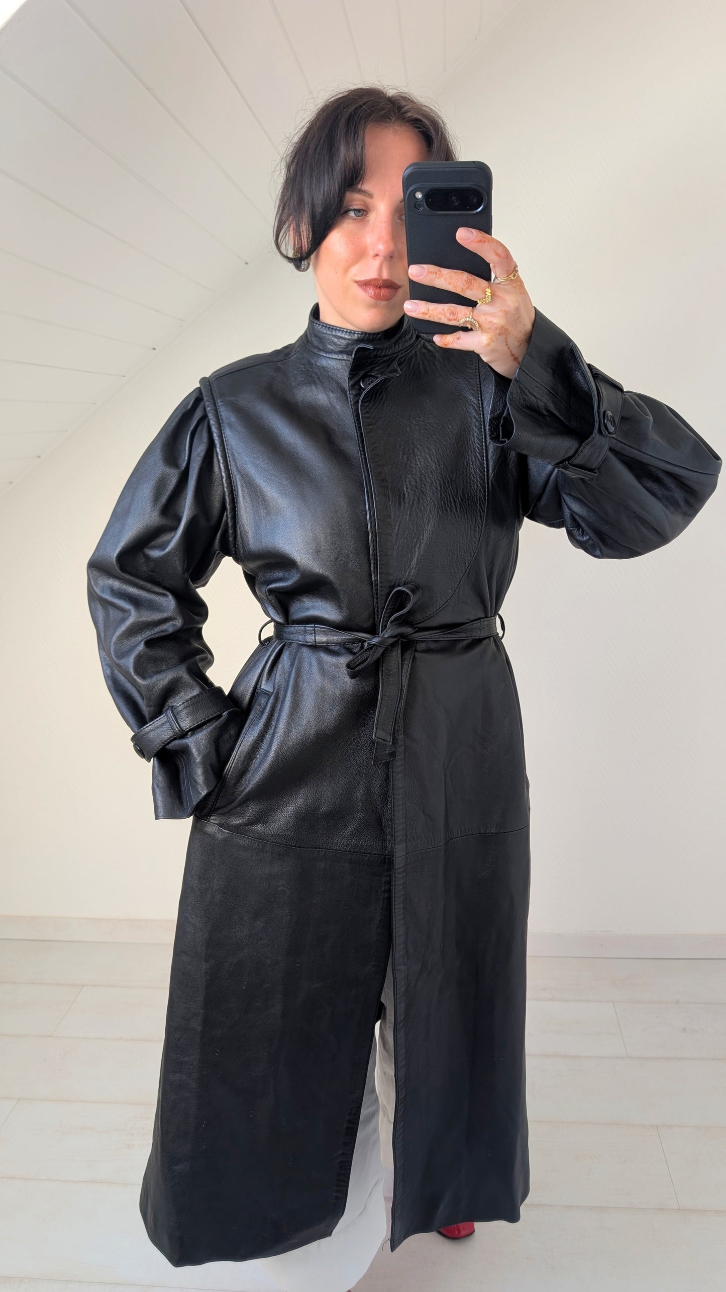 Trench cuir 1980 cuir agneau T38