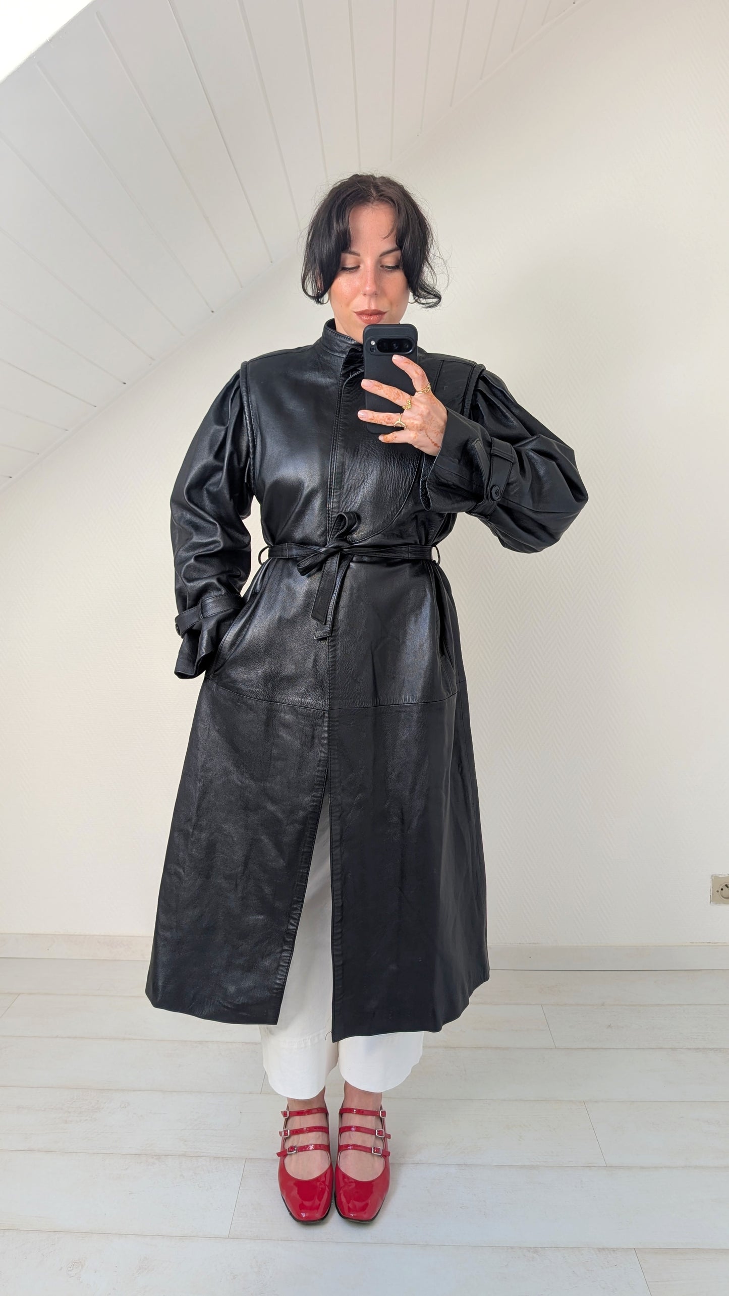 Trench cuir 1980 cuir agneau T38